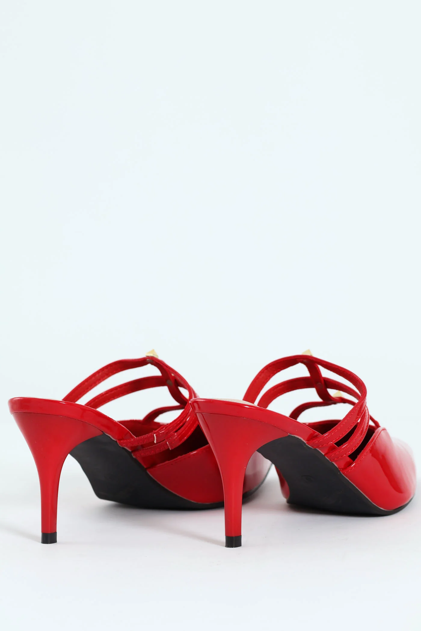 Multi Strap Pointy Mule Heel - Red - Image 4