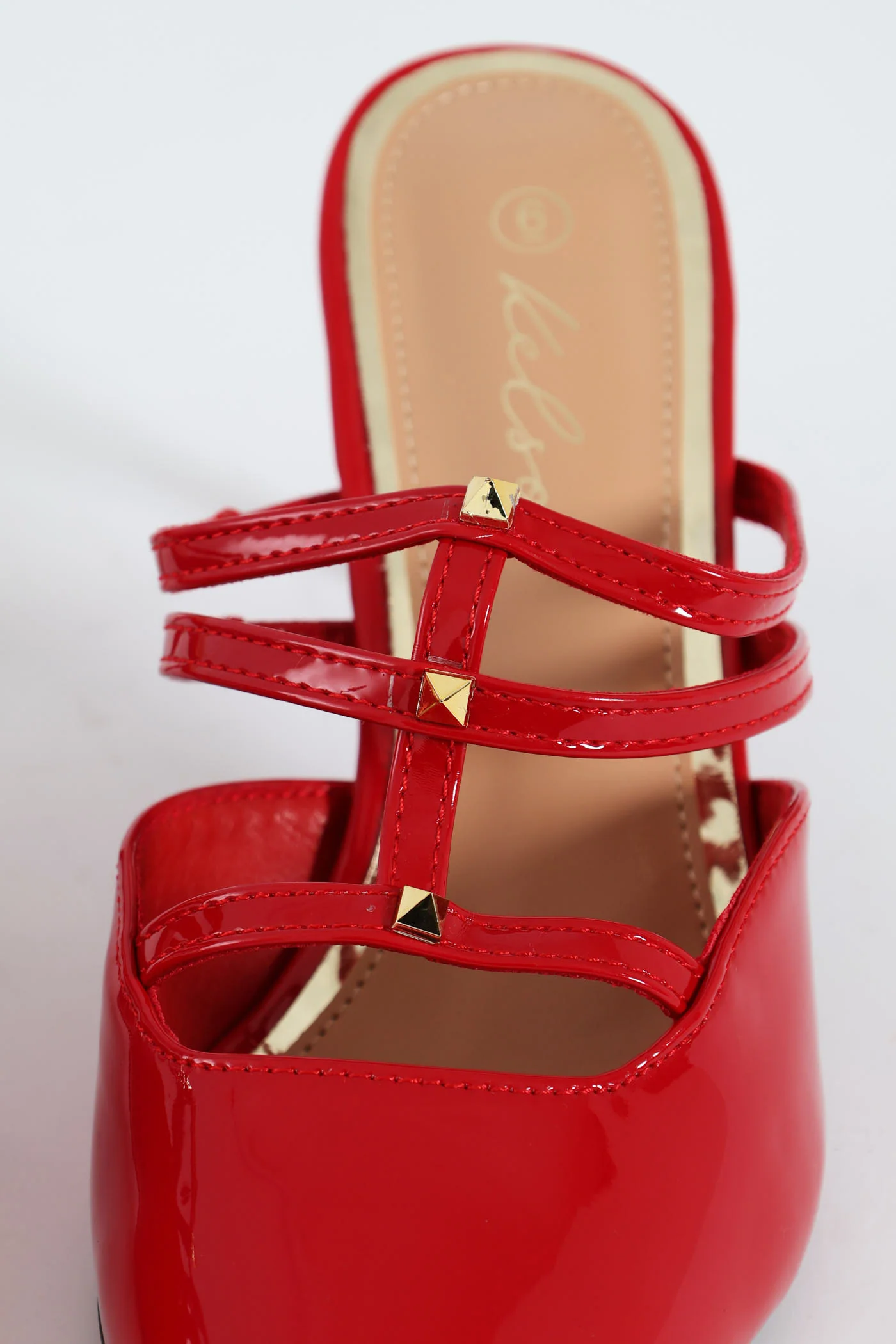 Multi Strap Pointy Mule Heel - Red - Image 6