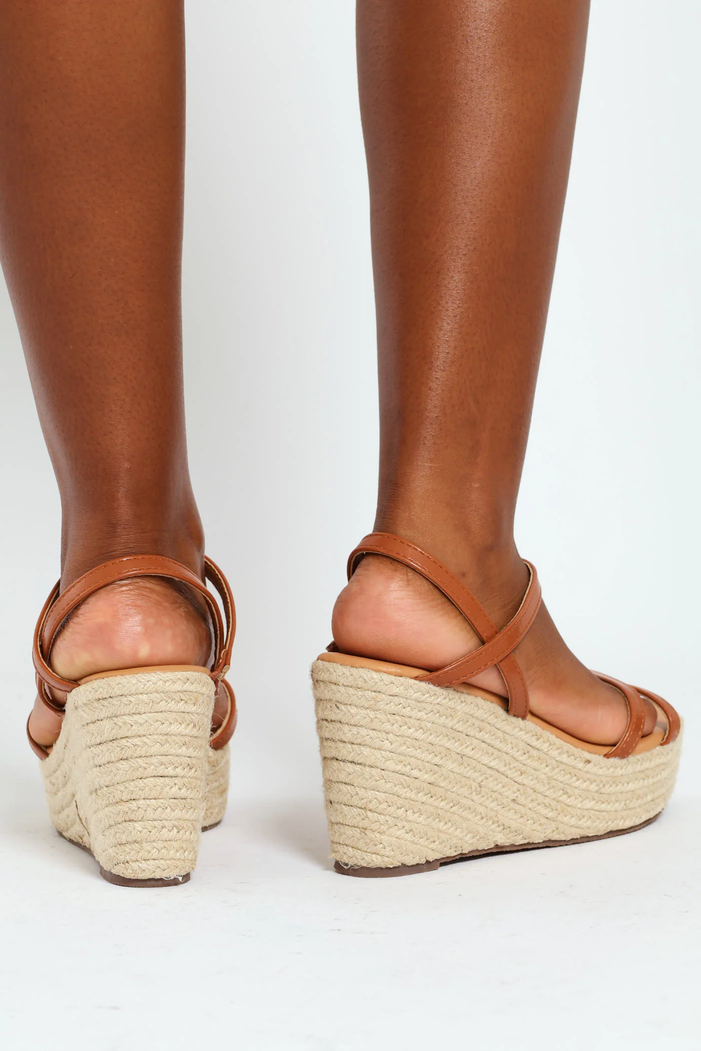 Multi Strap Wedge Heel - Tan - Image 4