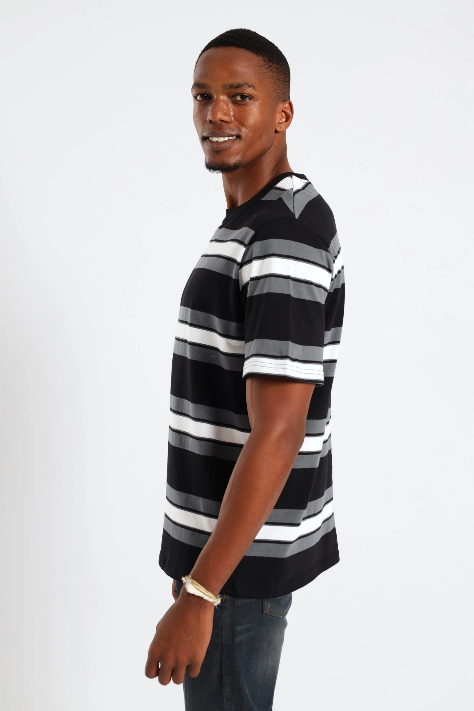Multi Stripe Tee - Black - Image 2