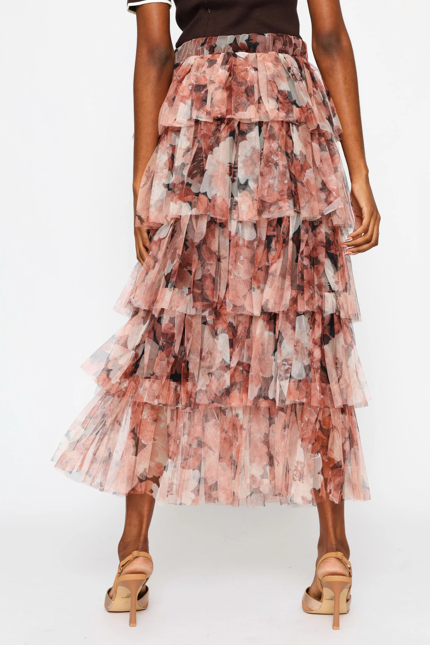 Multi Tiered Floral Rara Maxi Skirt - Blush - Image 4