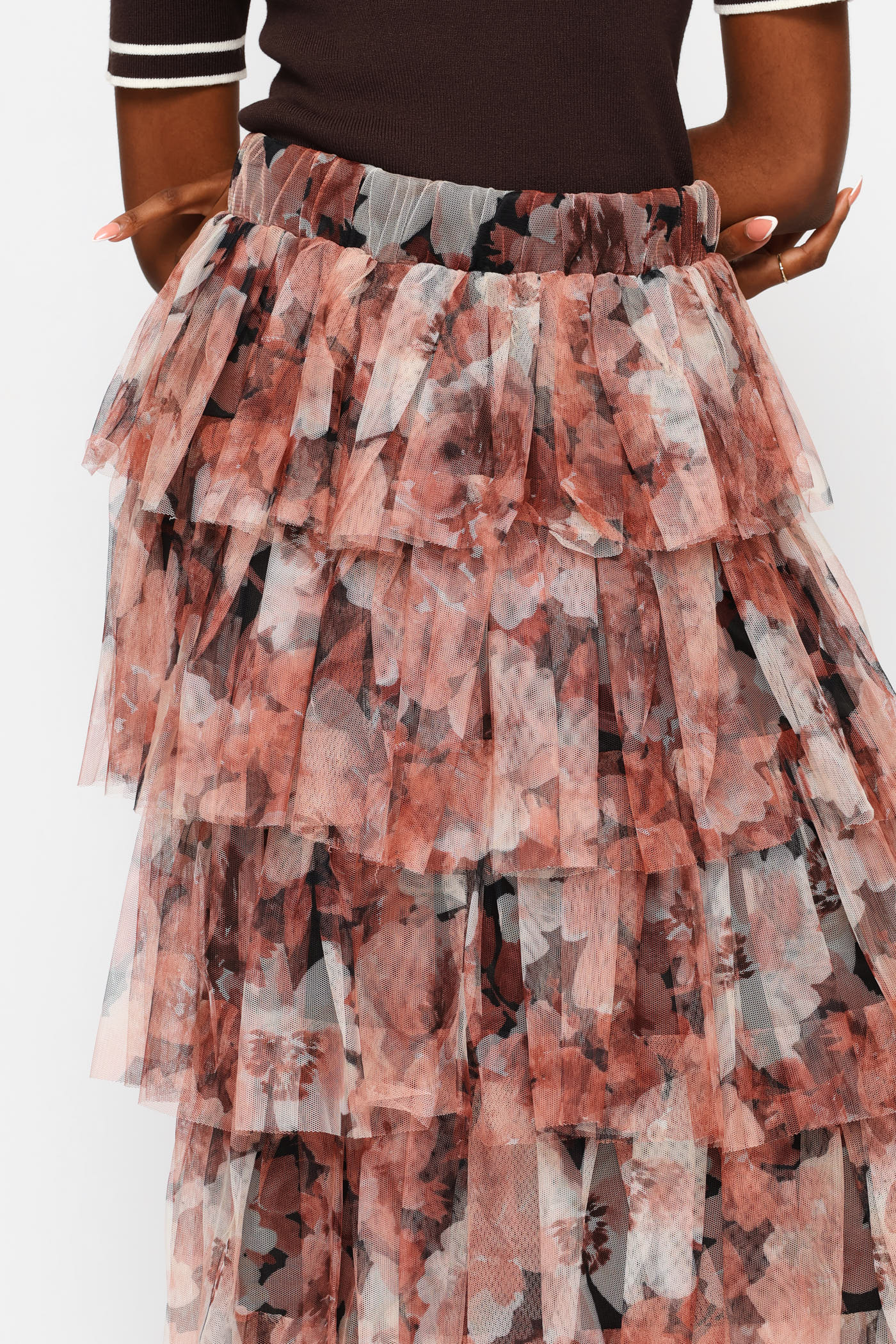 Multi Tiered Floral Rara Maxi Skirt - Blush - Image 5