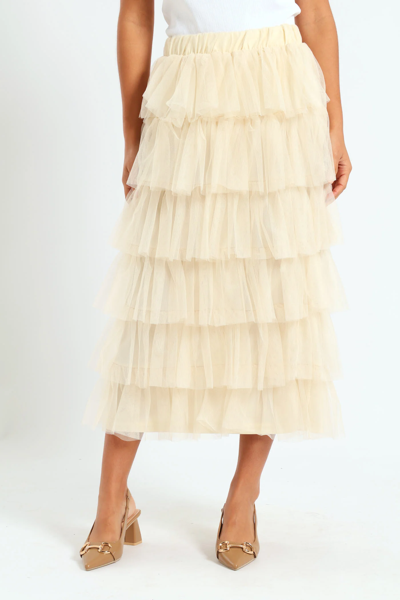 Multi Tiered Rara Maxi Skirt - Cream - Image 2