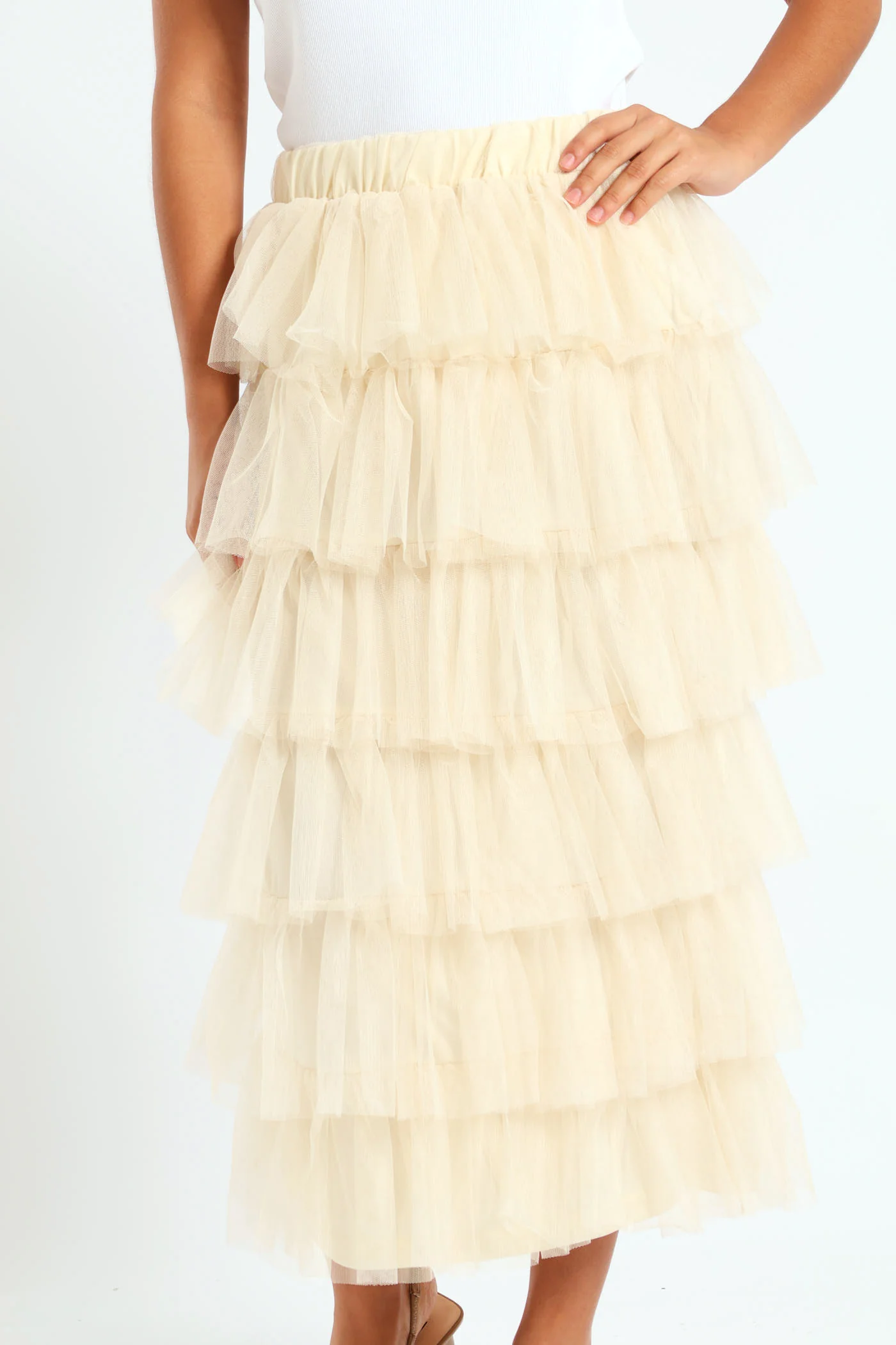 Multi Tiered Rara Maxi Skirt - Cream - Image 3