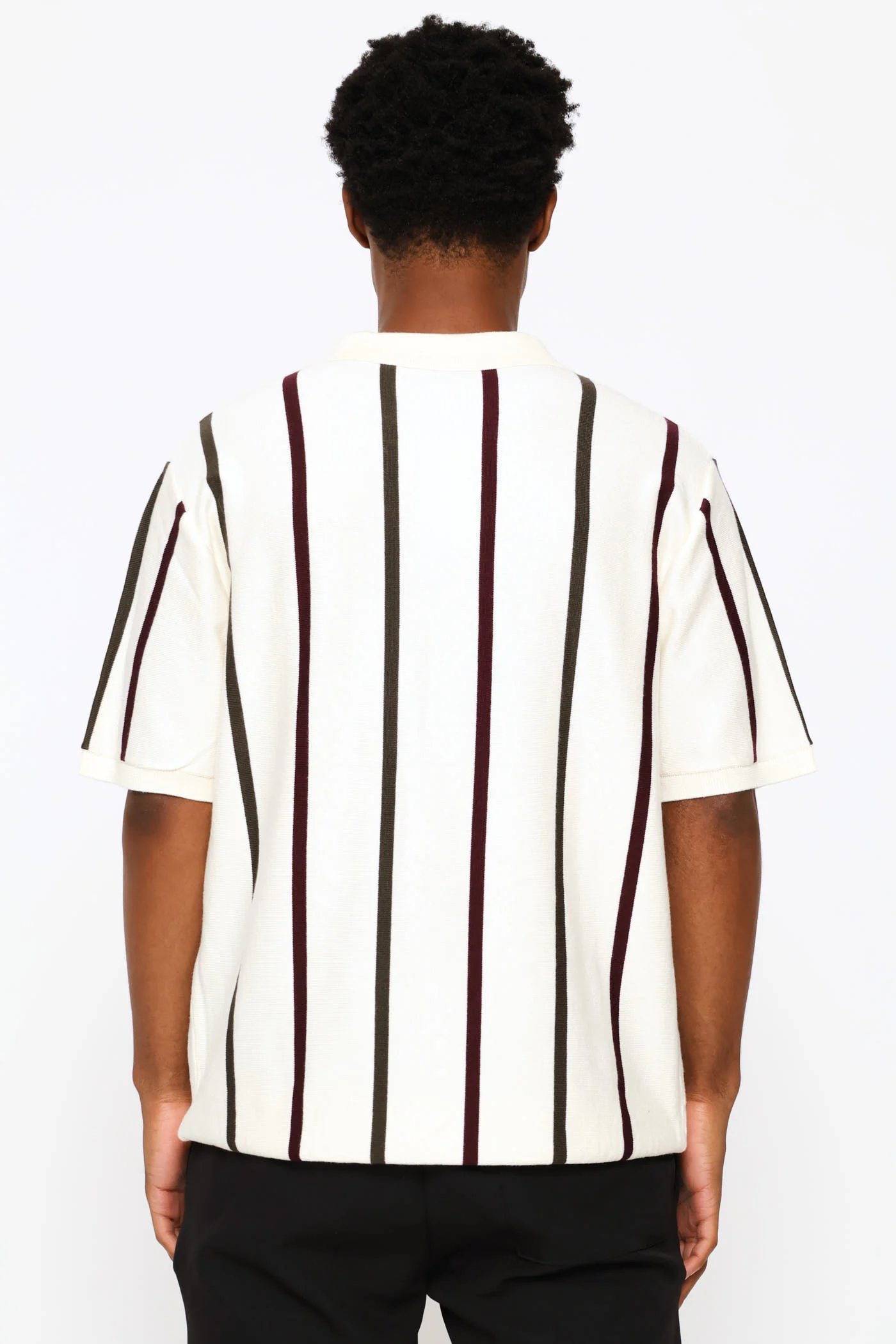 Multicolour Stripe Fine Knit Golfer - Ecru - Image 5