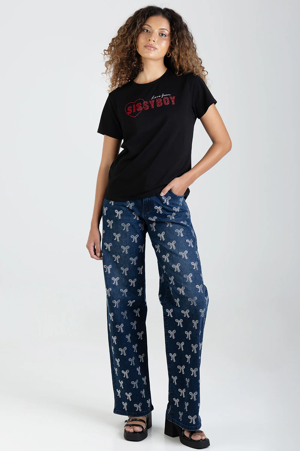 My Forever Type Red Bling Logo Regular T-Shirt - Black - Image 2