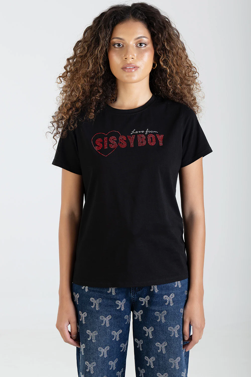 My Forever Type Red Bling Logo Regular T-Shirt - Black - Image 3