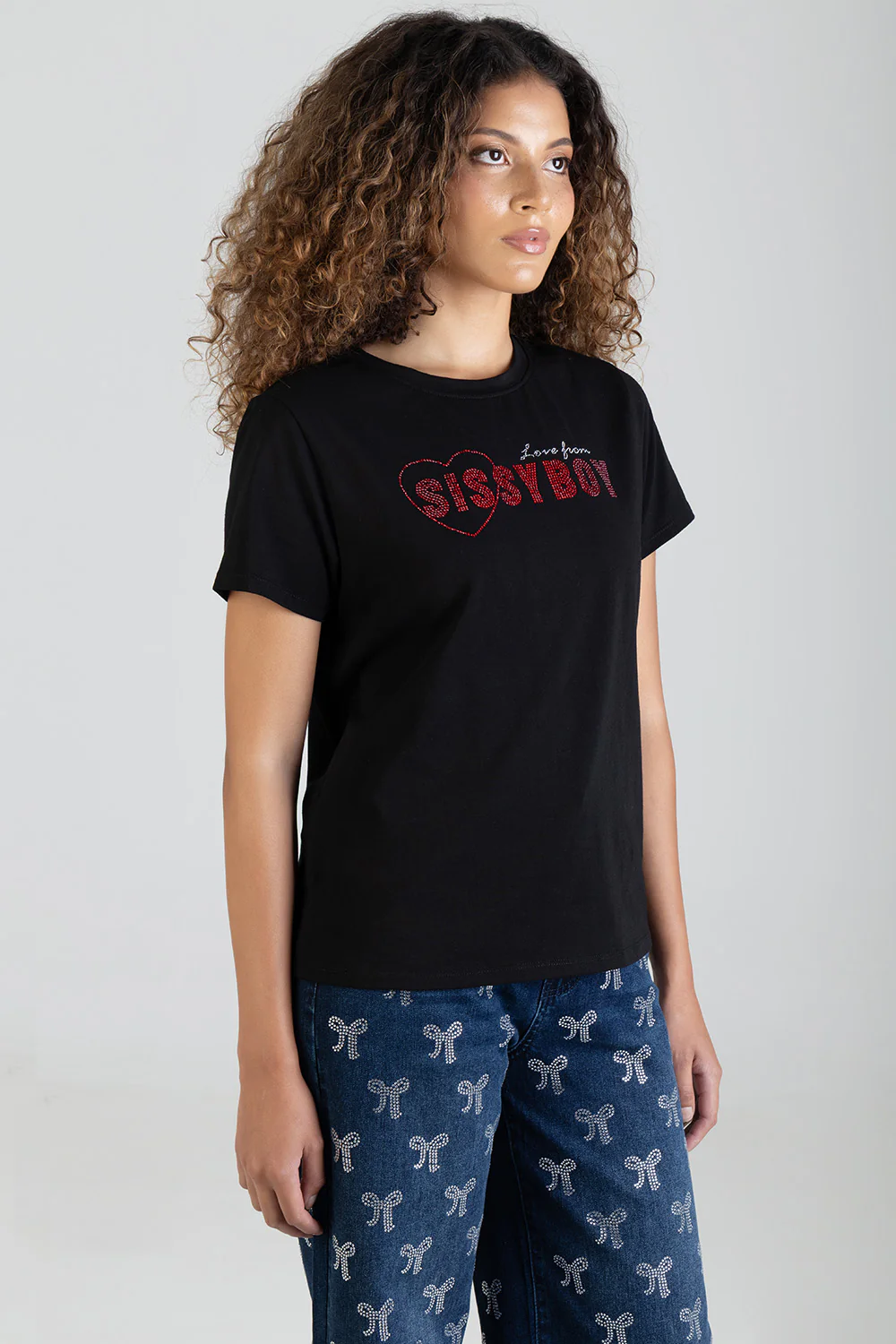 My Forever Type Red Bling Logo Regular T-Shirt - Black - Image 4