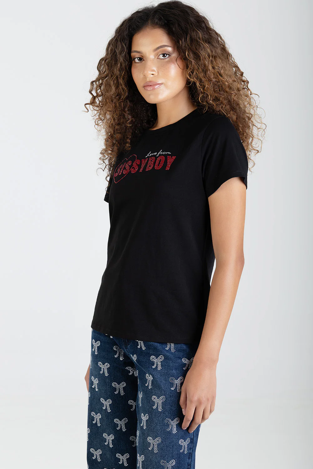 My Forever Type Red Bling Logo Regular T-Shirt - Black - Image 5