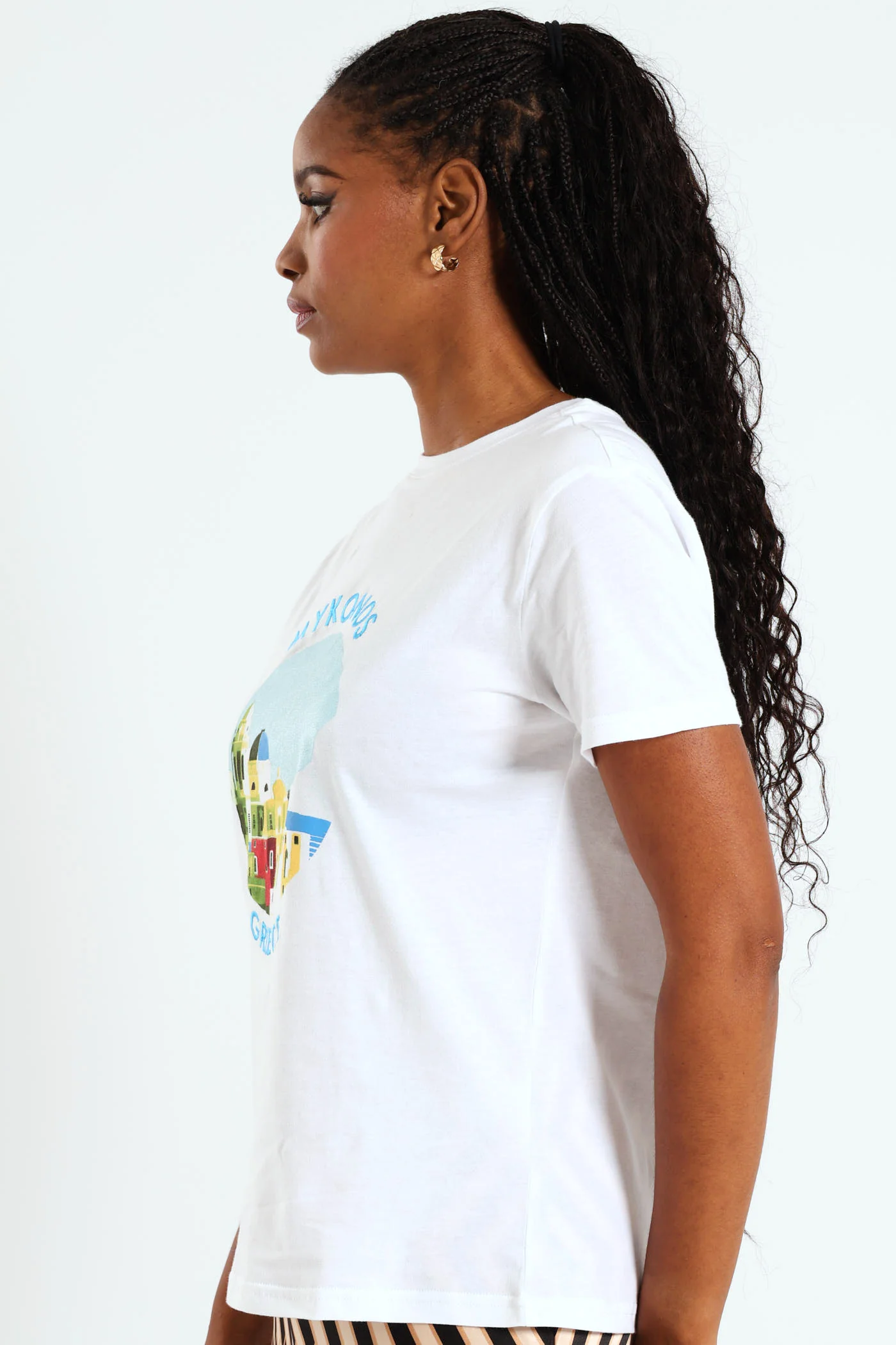 Mykonos Embroidered Tee - White - Image 2