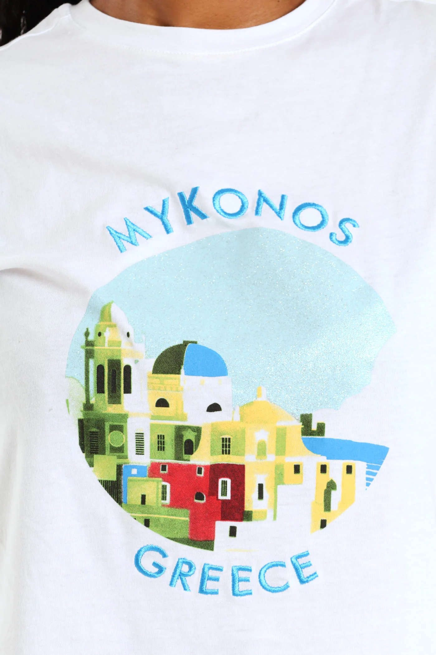 Mykonos Embroidered Tee - White - Image 4