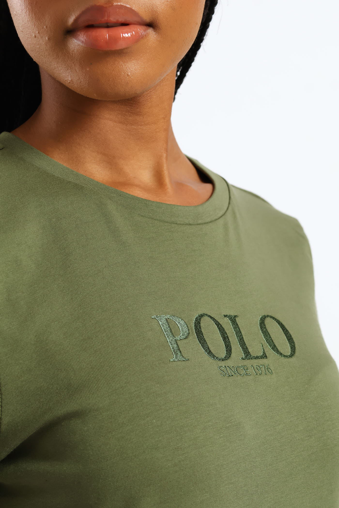 Nandi Short Sleeve Midi T-Shirt Dress - Olive - Image 2