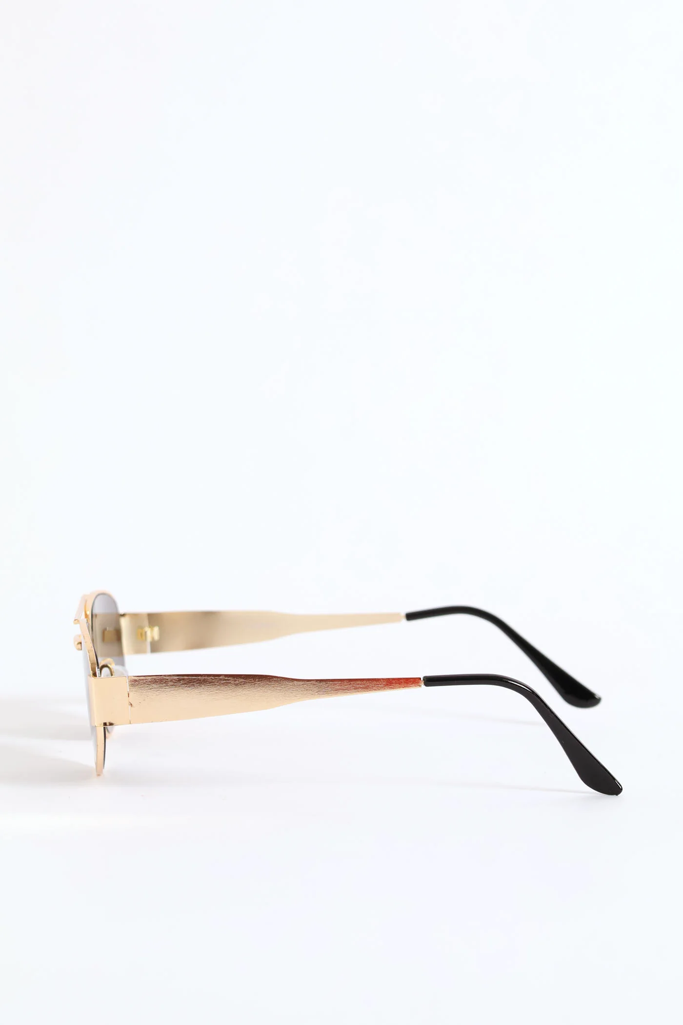 Narrow Angular Smoke Lense Sunglasses - Gold - Image 3