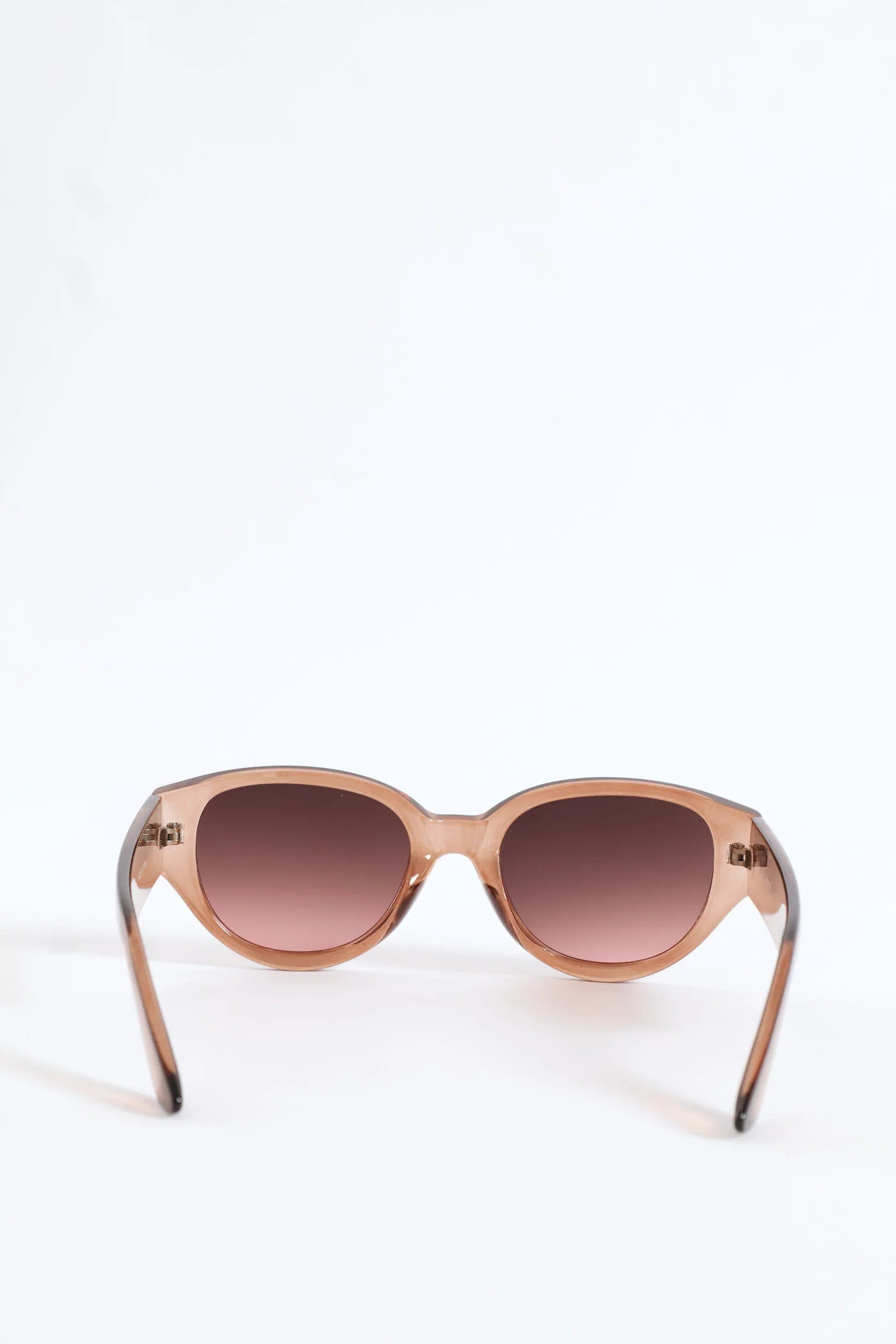 Narrow Oval Cateye Brown Pink Ombre Lense Sunglasses - Taupe - Image 3