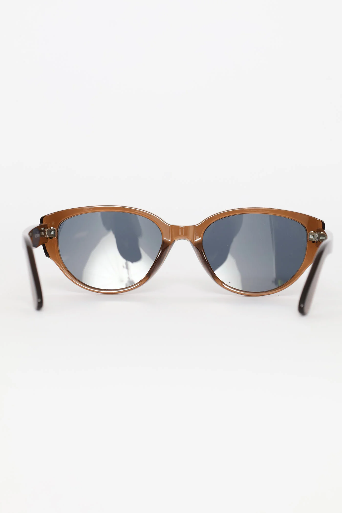 Narrow Oval Catseye Frame Sunglasses - Light Brown - Image 2