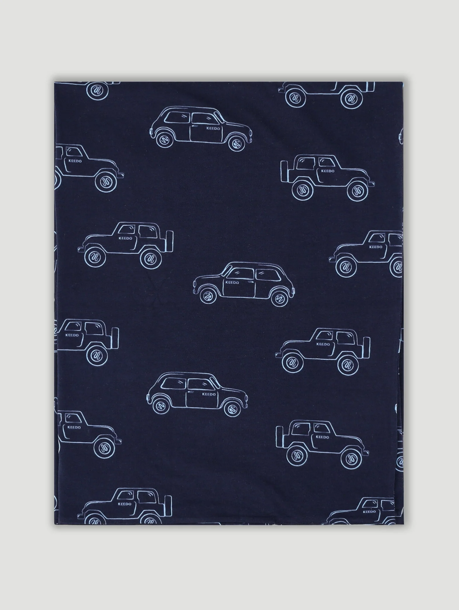 Keedo Navy Cotton Lycra Cars Printed Blanket - Image 3