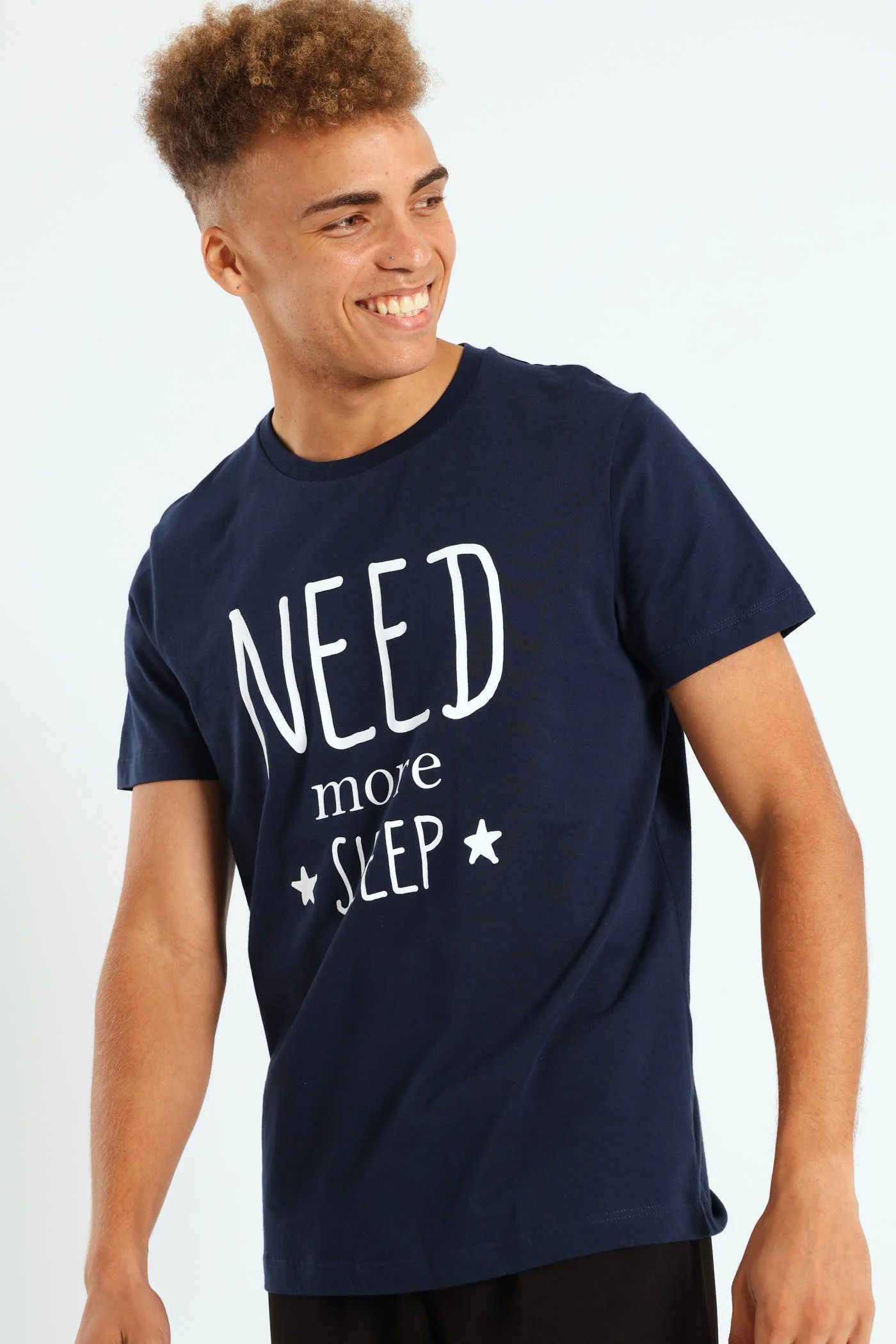 Need More Sleep Print Tee - Navy - Image 3