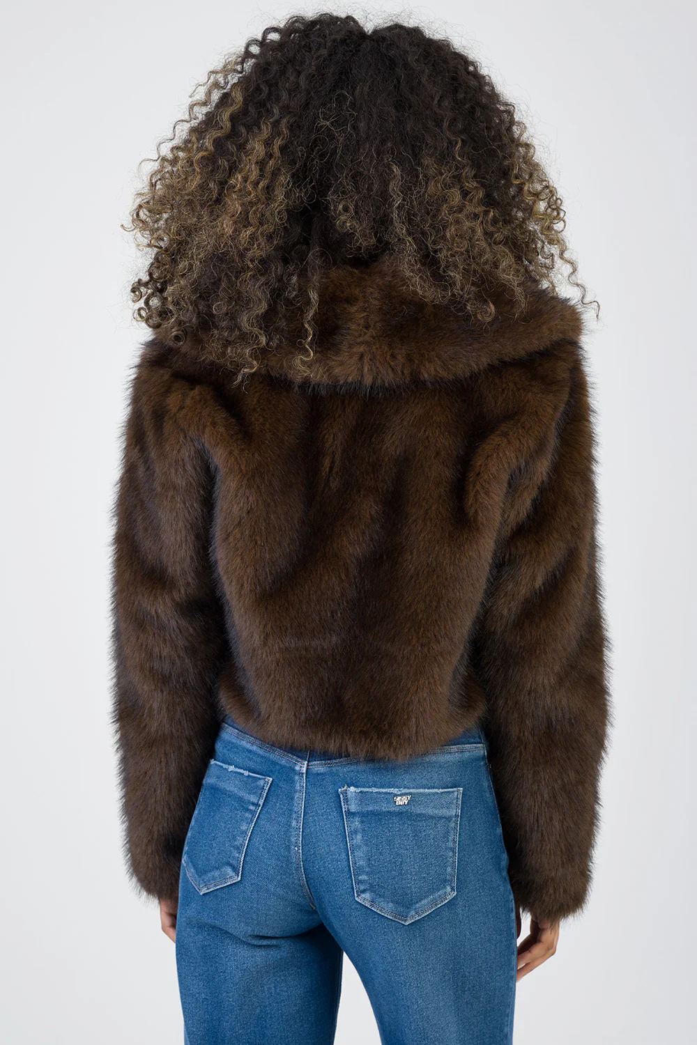 Needing Me Faux Fur Cropped Jacket - Brown - Image 3