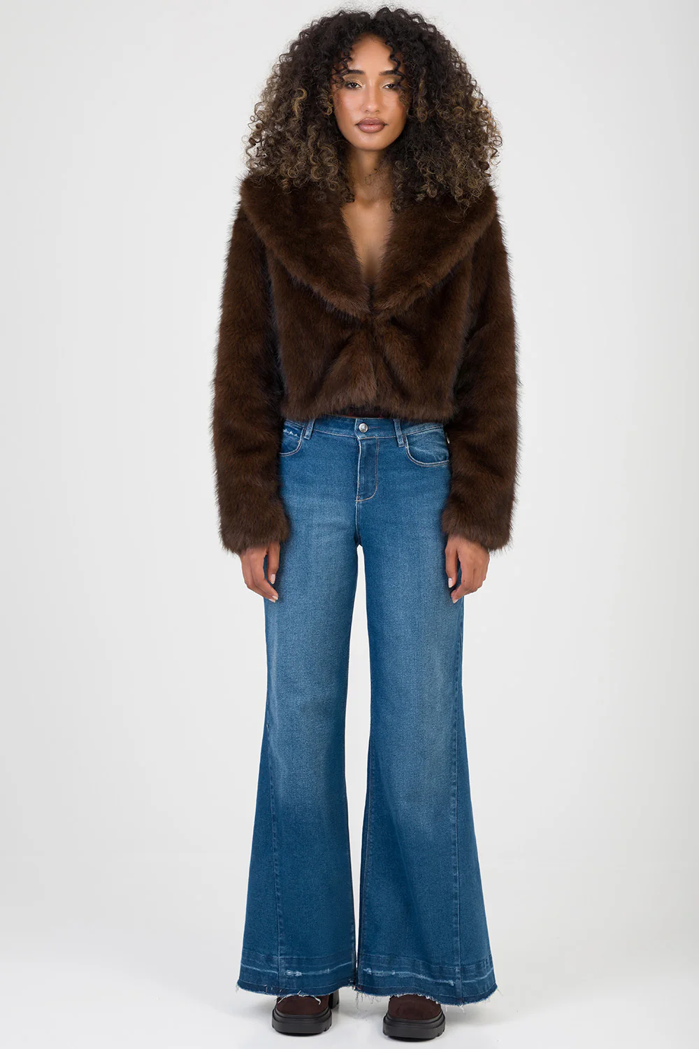 Needing Me Faux Fur Cropped Jacket - Brown - Image 6