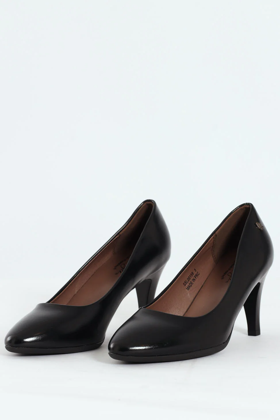 Neriah Pointed Toe Textured PU Court Heel - Black - Image 3
