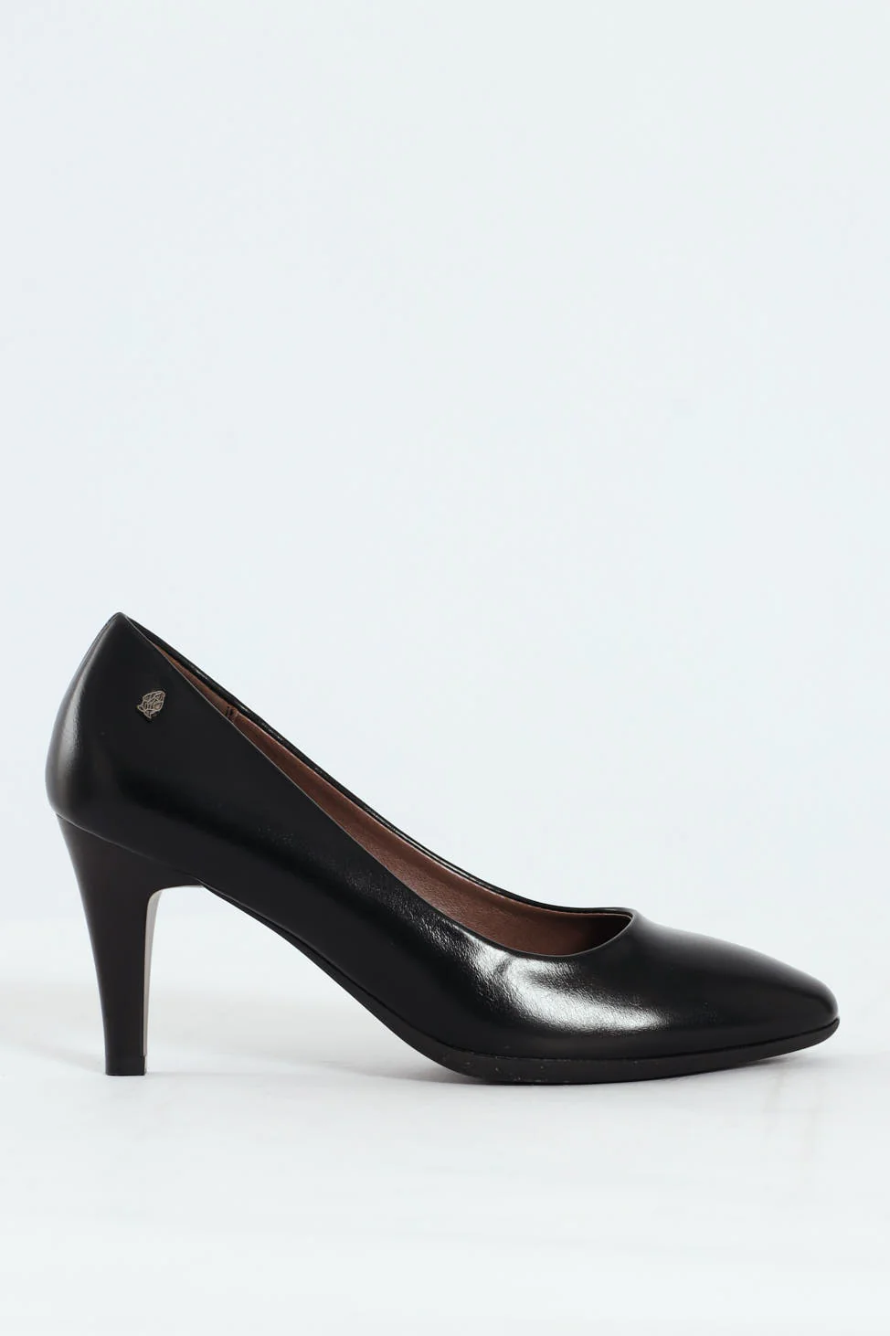 Neriah Pointed Toe Textured PU Court Heel - Black - Image 5