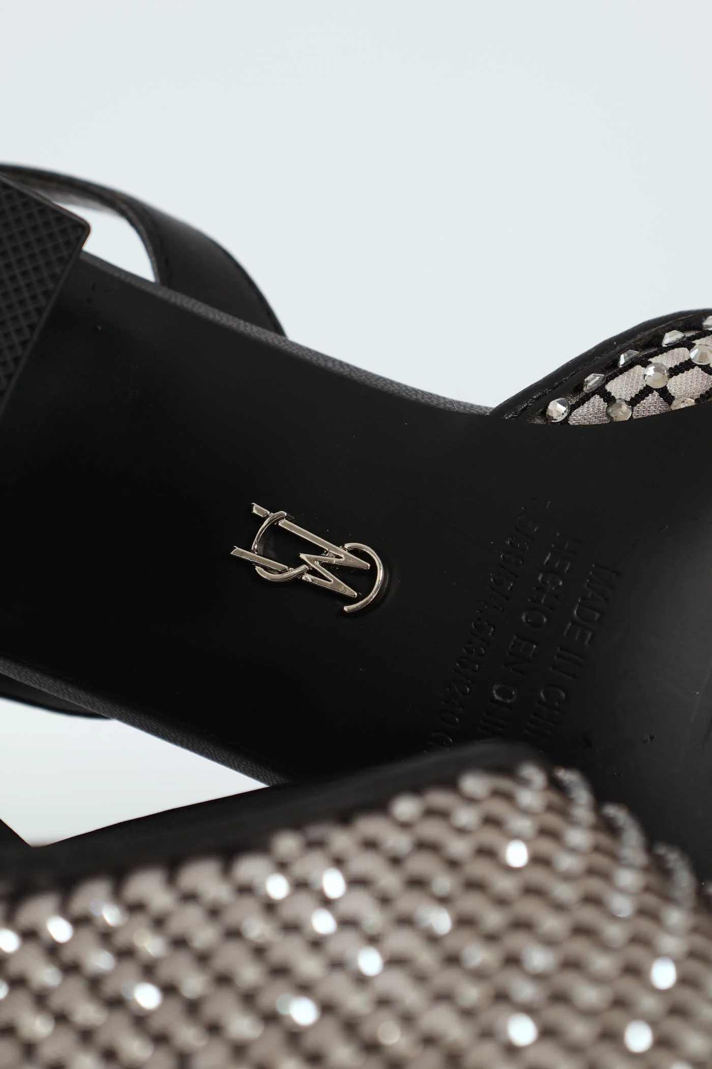 Network Mesh Almond Toe Slingback Block Heel - Black - Image 2
