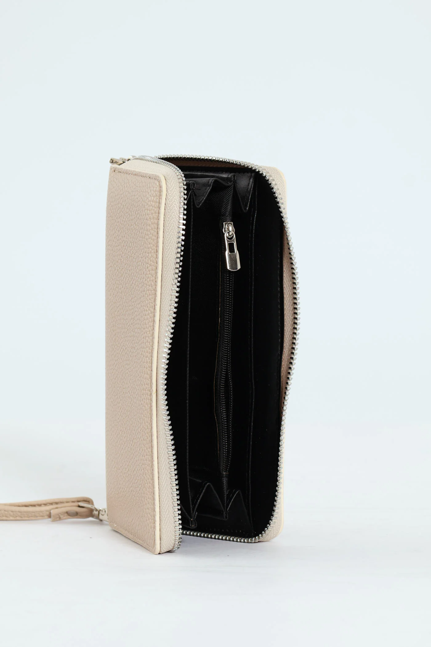 Nikki Pebble Zip Around Purse With Handstrap - Beige - Image 5