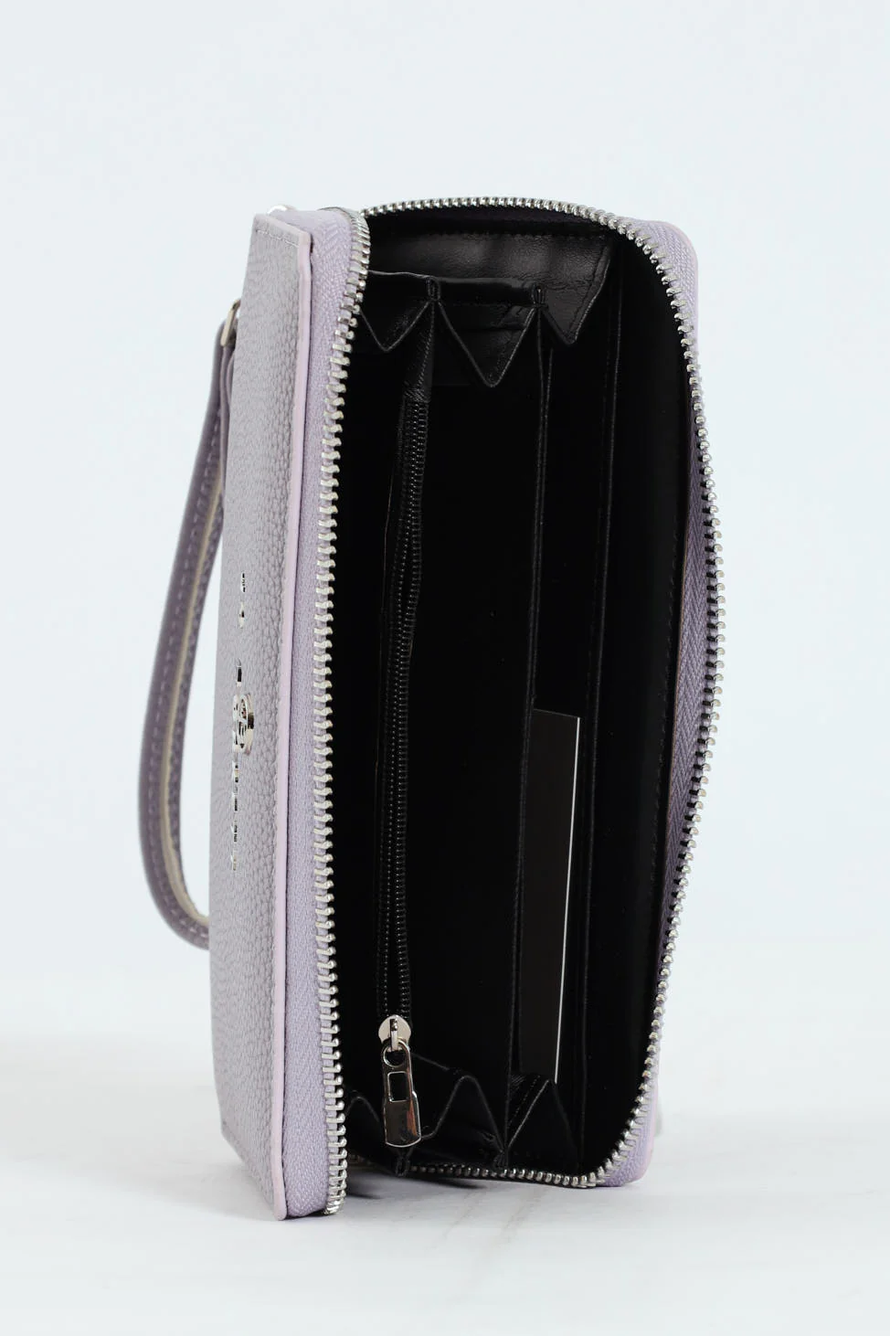 Nikki Pebble Zip Around Purse With Hand Strap - Lilac - Image 2