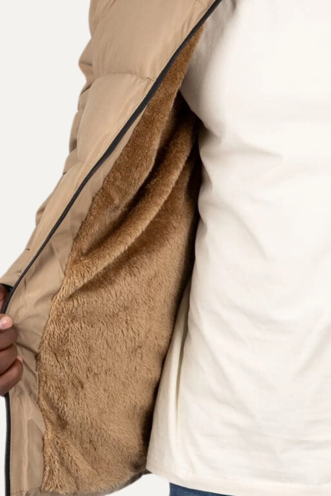 Noam Fur Lined Puffer Jacket - Khaki - Image 6