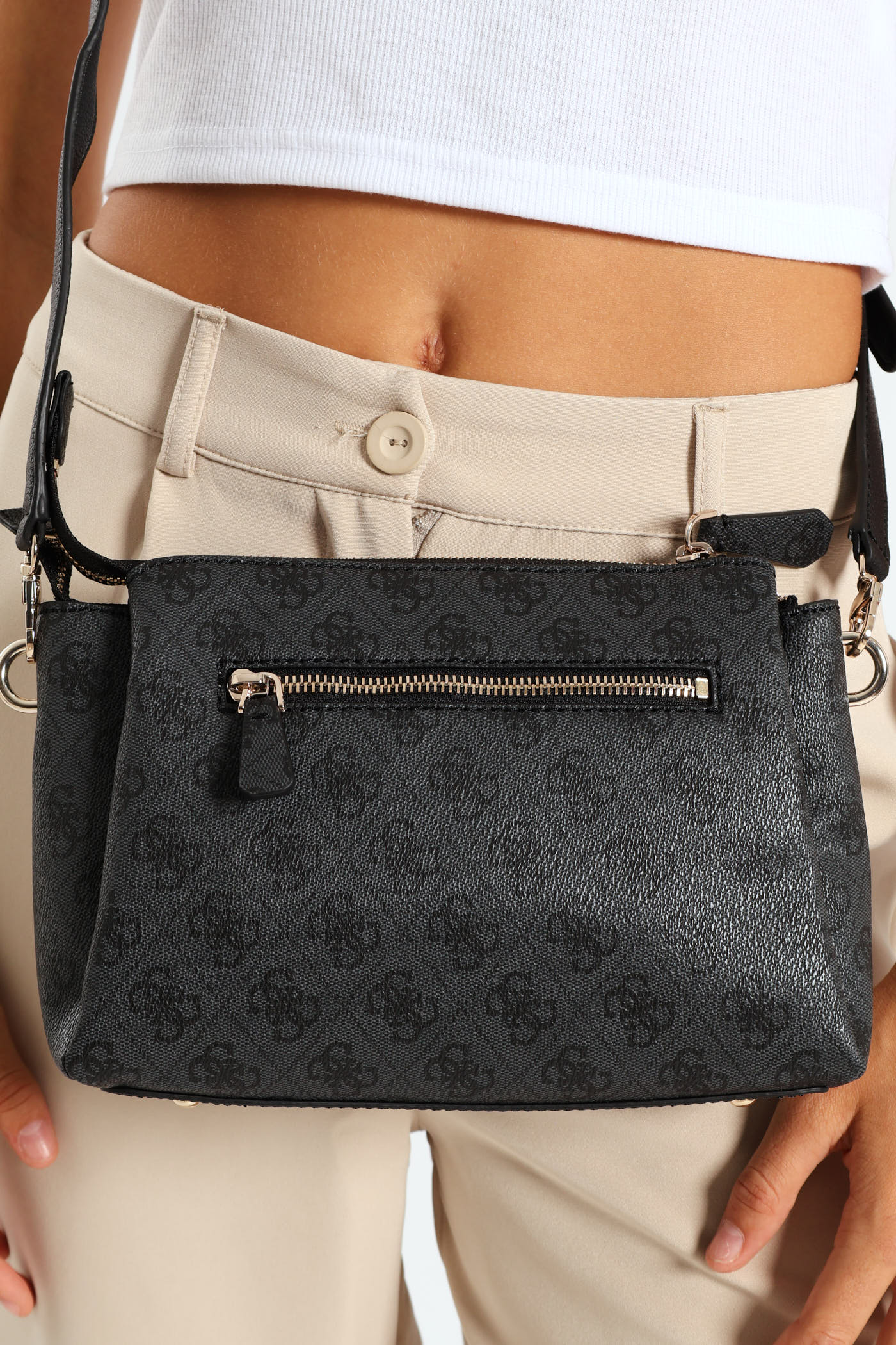 Noelle Logo Top Zip Triple Compartment Crossbody Bag - Charcoal - Image 2