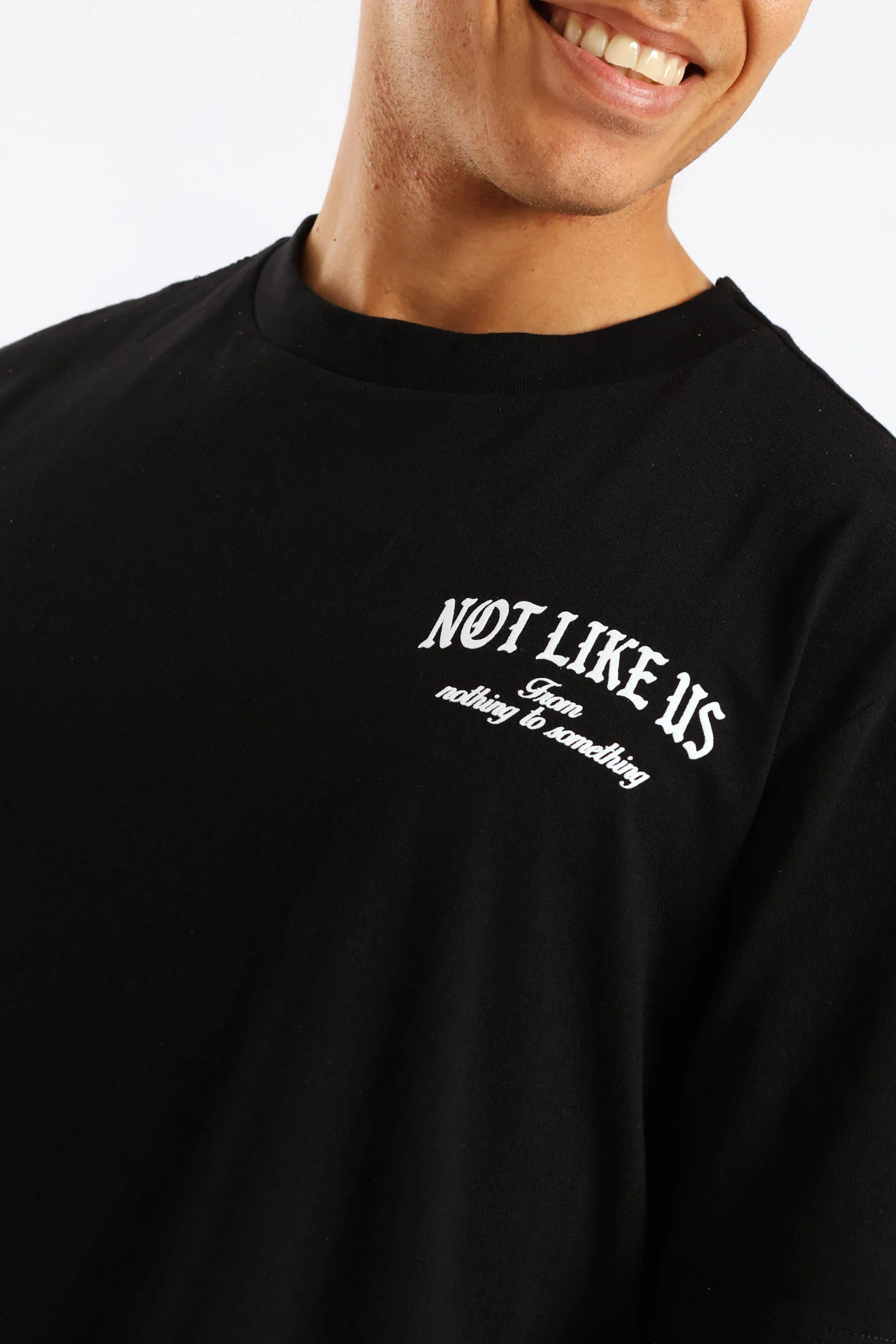 Not Like Us Front & Back Print Tee - Black - Image 3