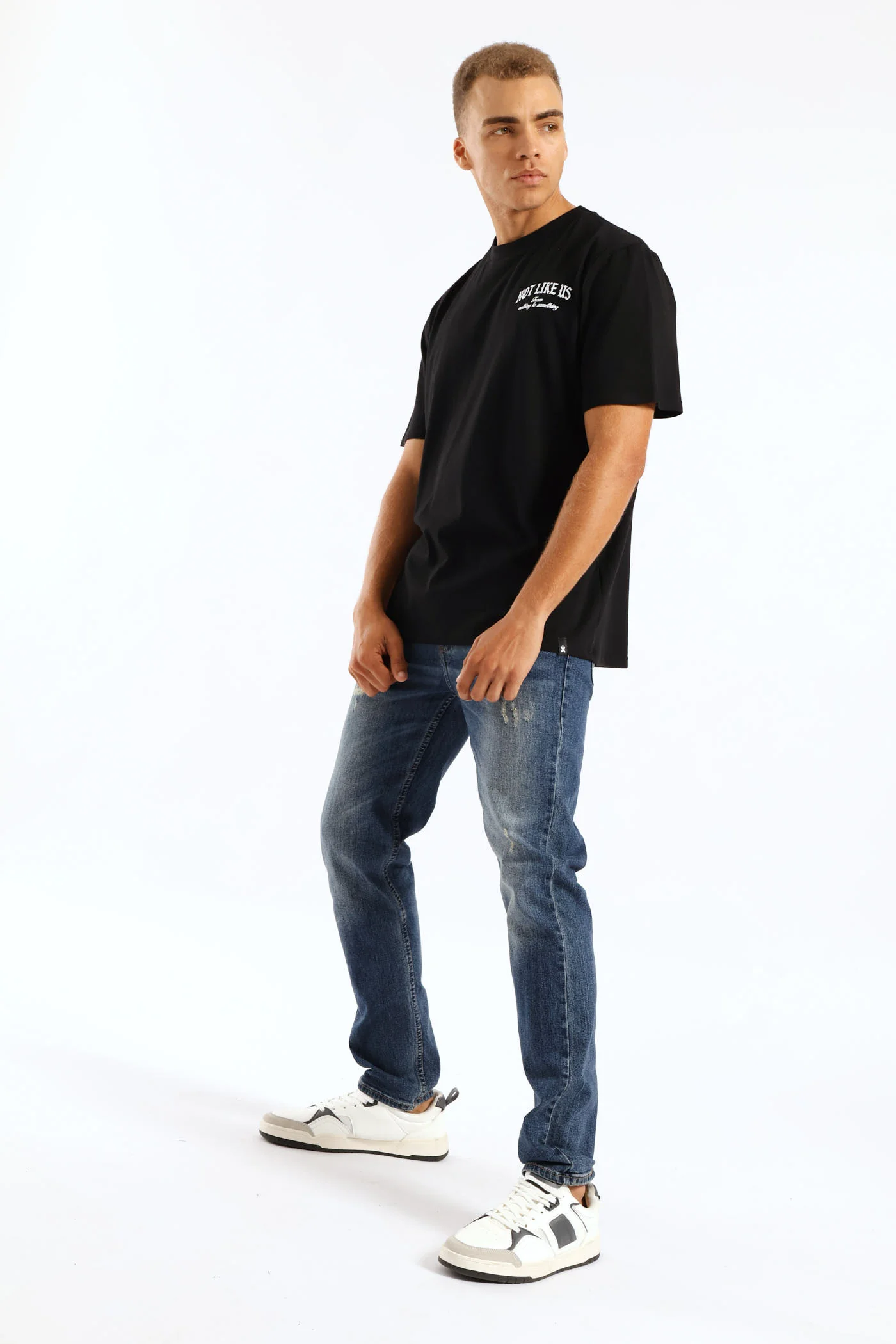 Not Like Us Front & Back Print Tee - Black - Image 4