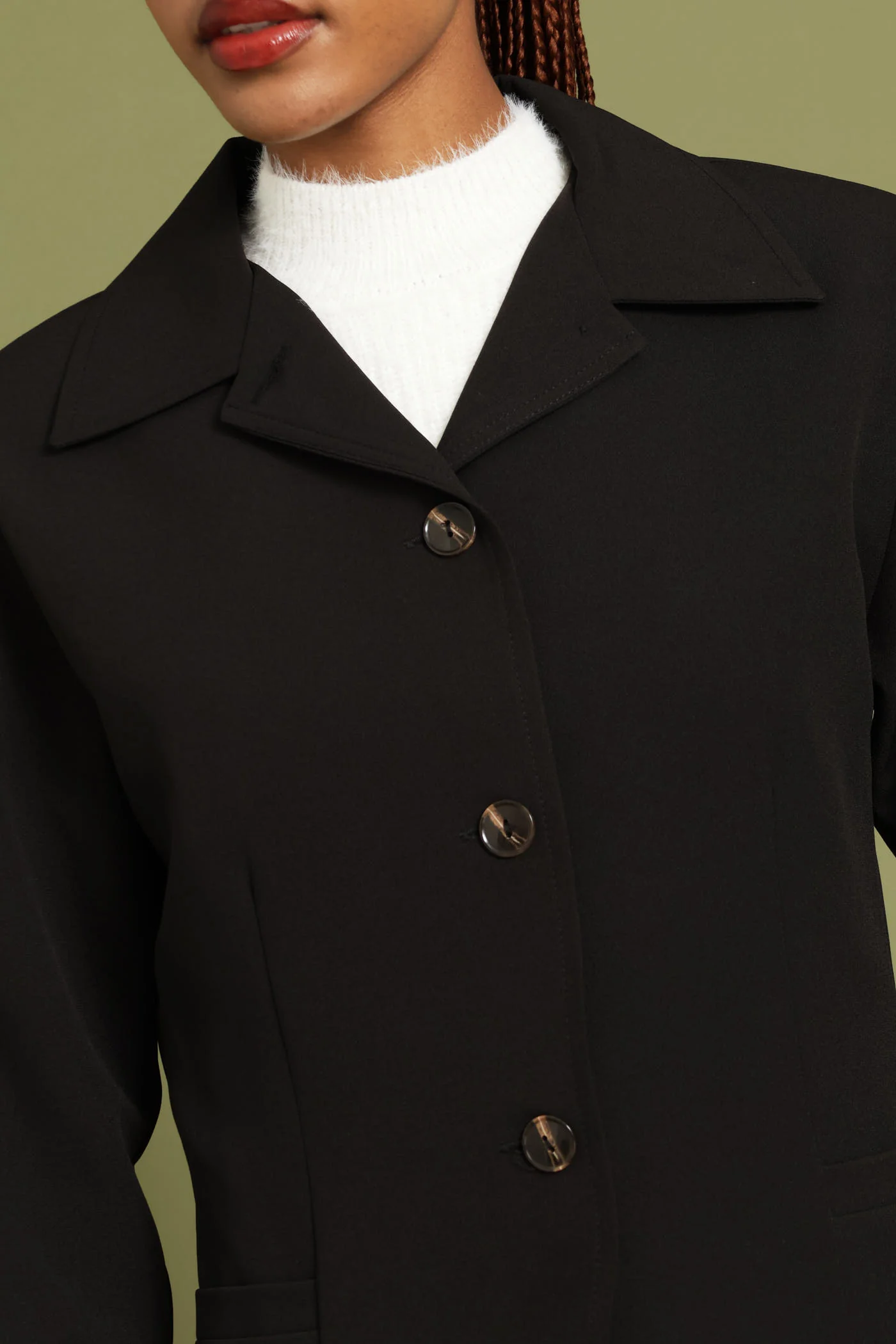 Notch Hem Blazer - Black - Image 2