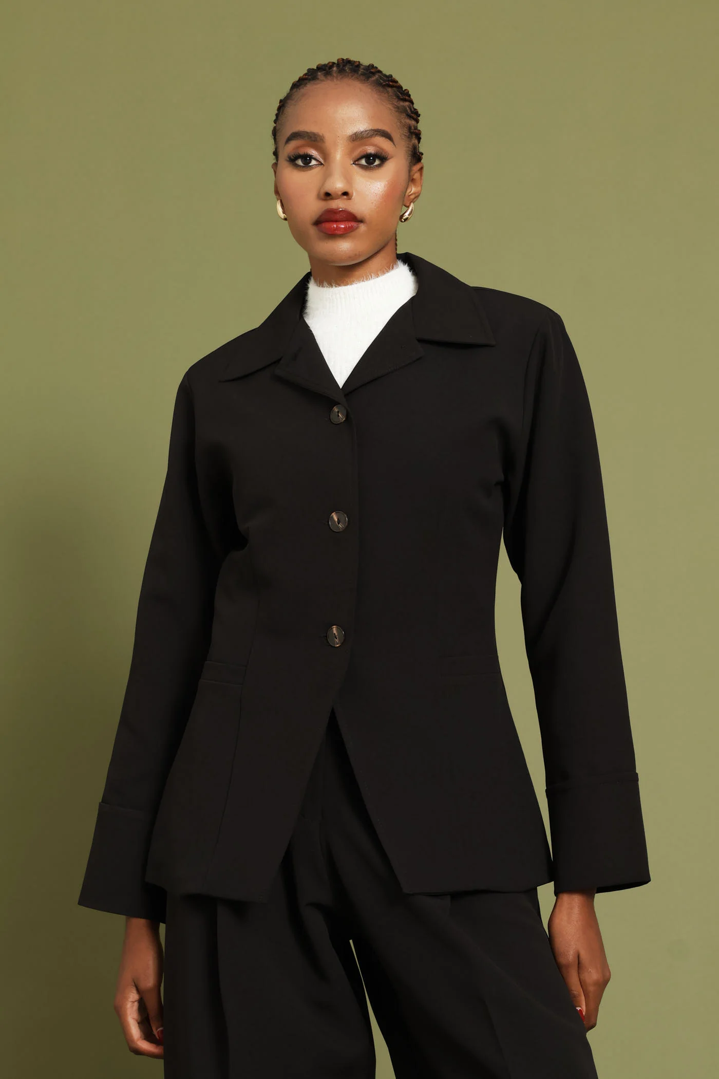 Notch Hem Blazer - Black - Image 3