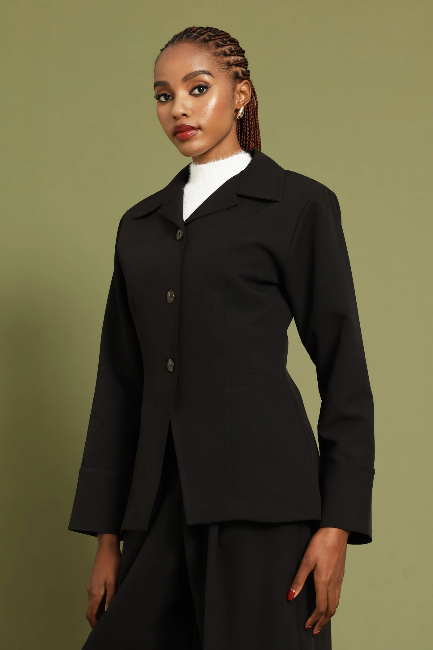 Notch Hem Blazer - Black - Image 4