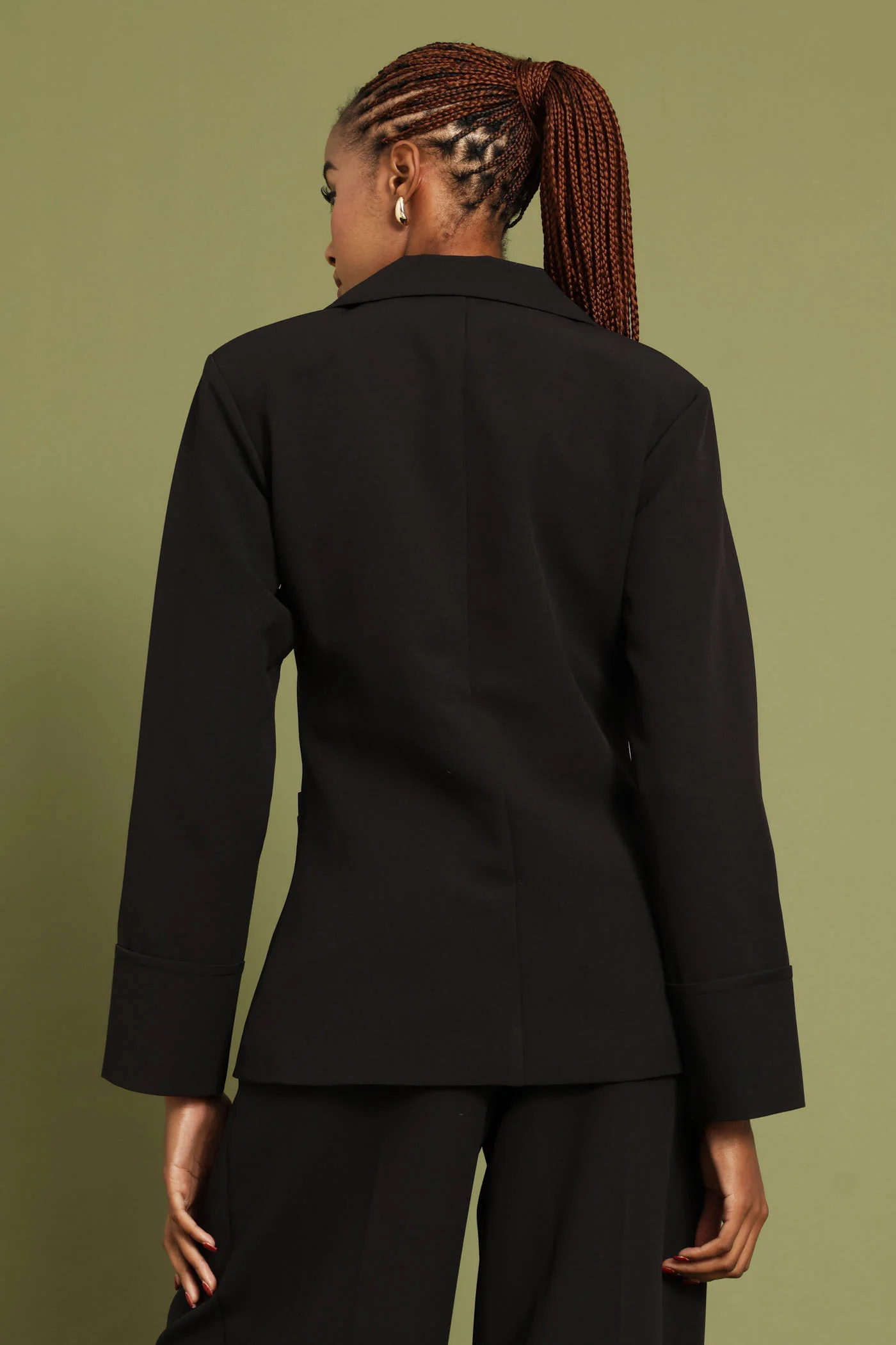 Notch Hem Blazer - Black - Image 5
