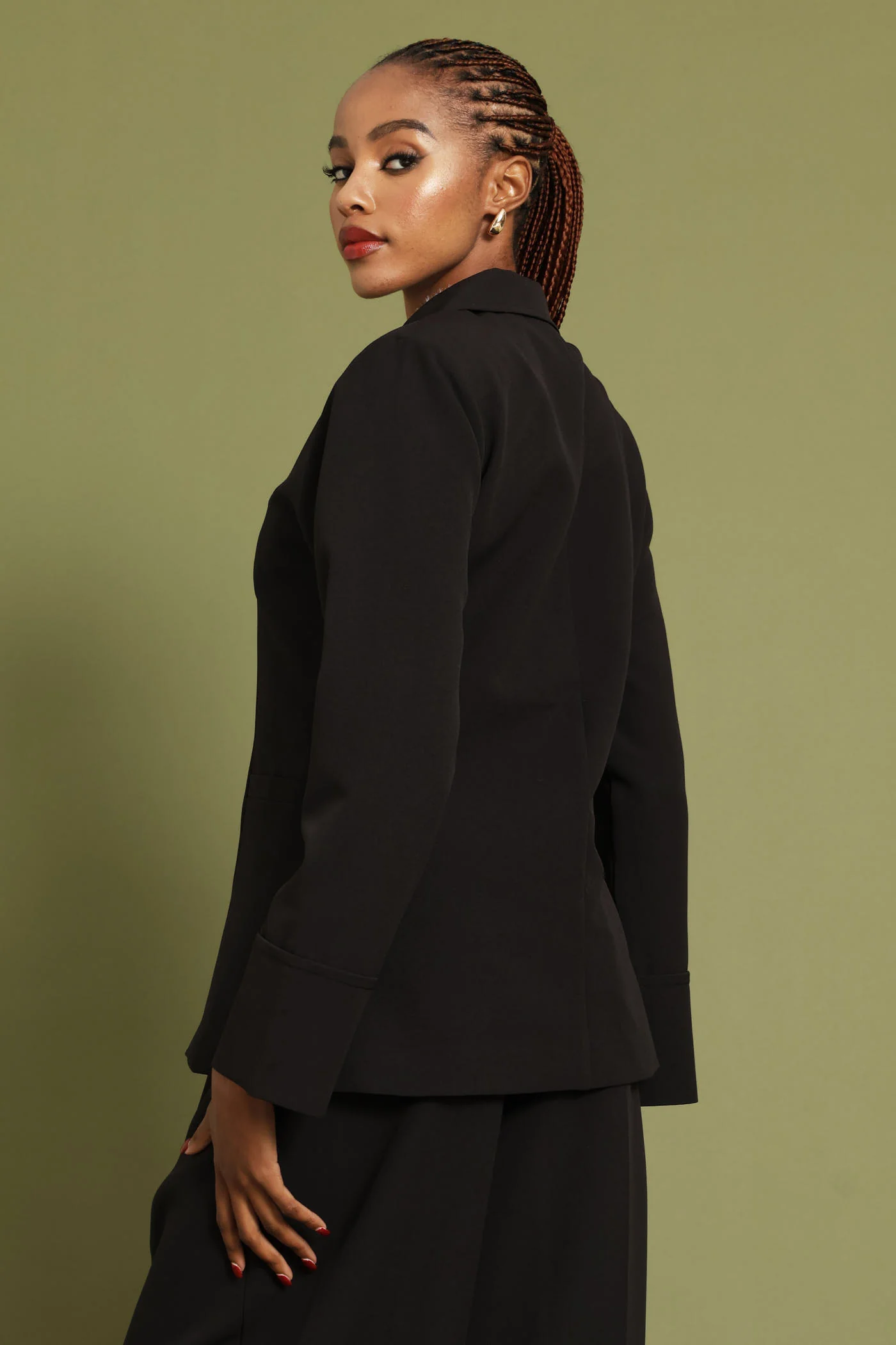 Notch Hem Blazer - Black - Image 6