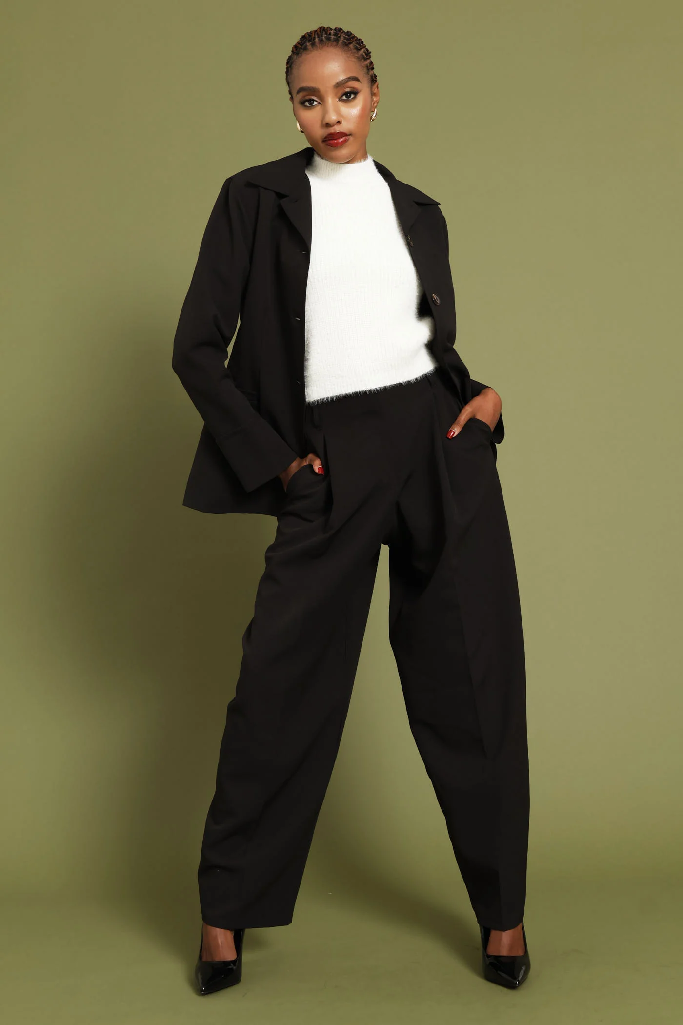 Notch Hem Blazer - Black - Image 8