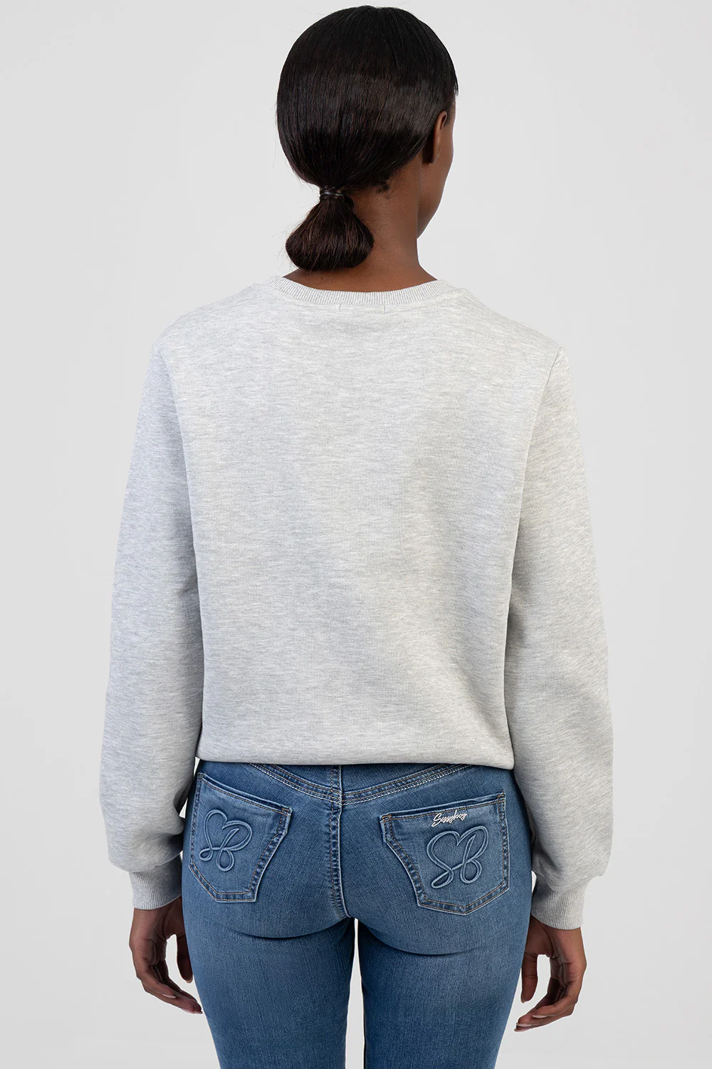 Notice Me Logo Sweat Top With Bling Branding - Grey Melange - Image 6