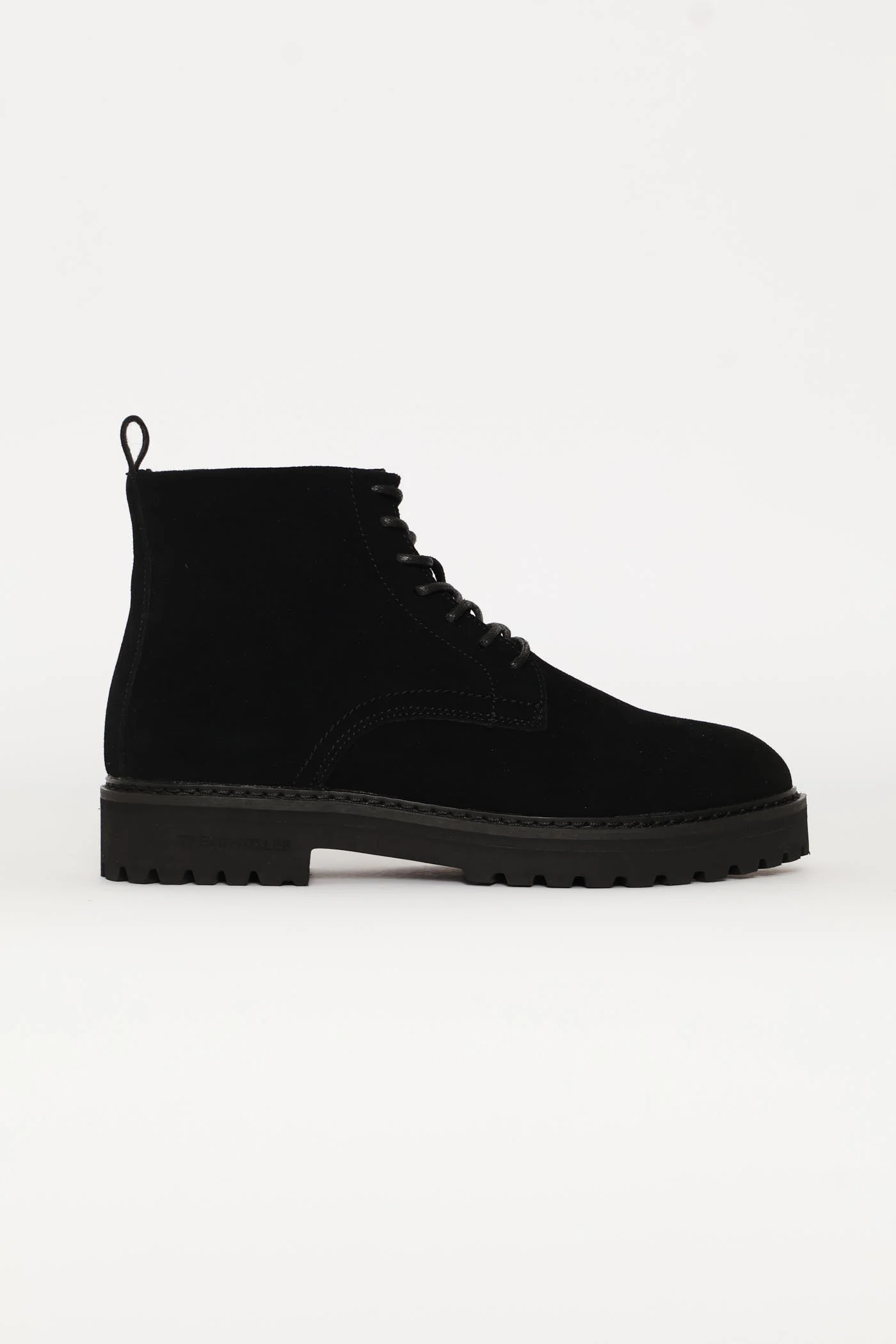 Nubuck Lace Up Worker Boot - Black - Image 2