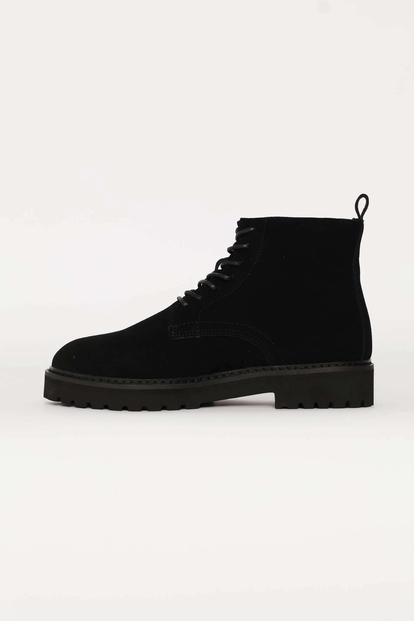 Nubuck Lace Up Worker Boot - Black - Image 3