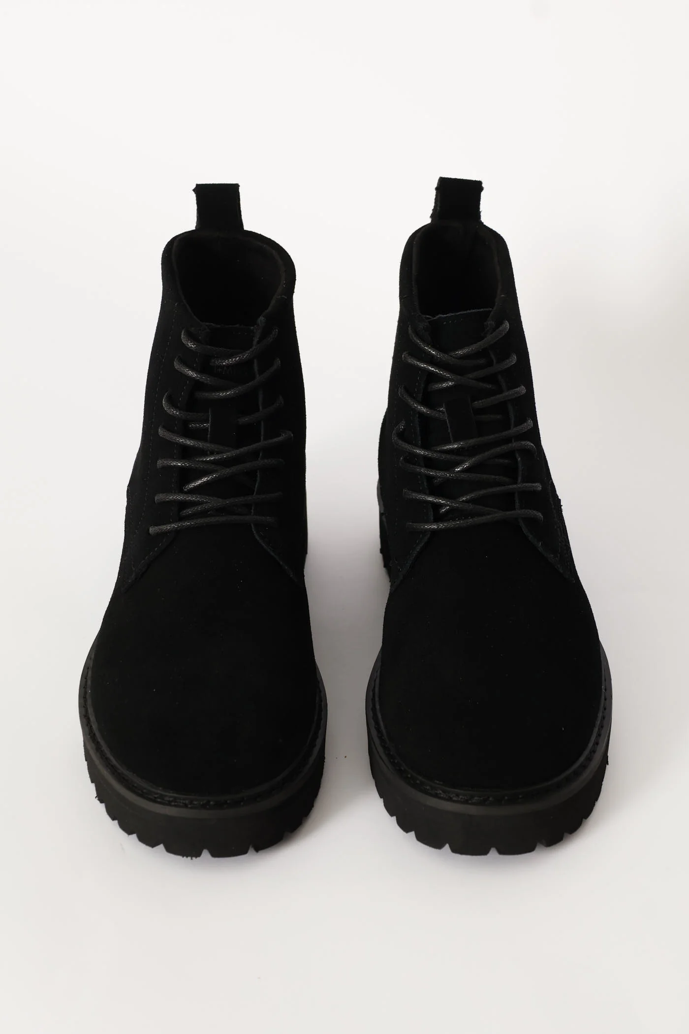 Nubuck Lace Up Worker Boot - Black - Image 4