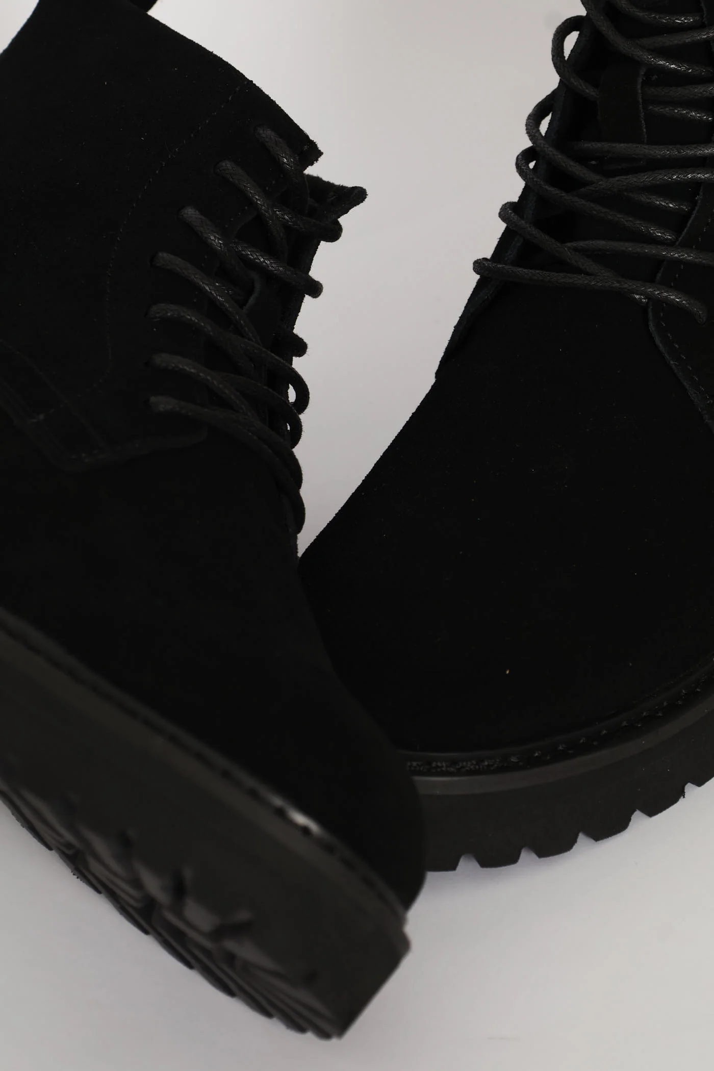Nubuck Lace Up Worker Boot - Black - Image 7
