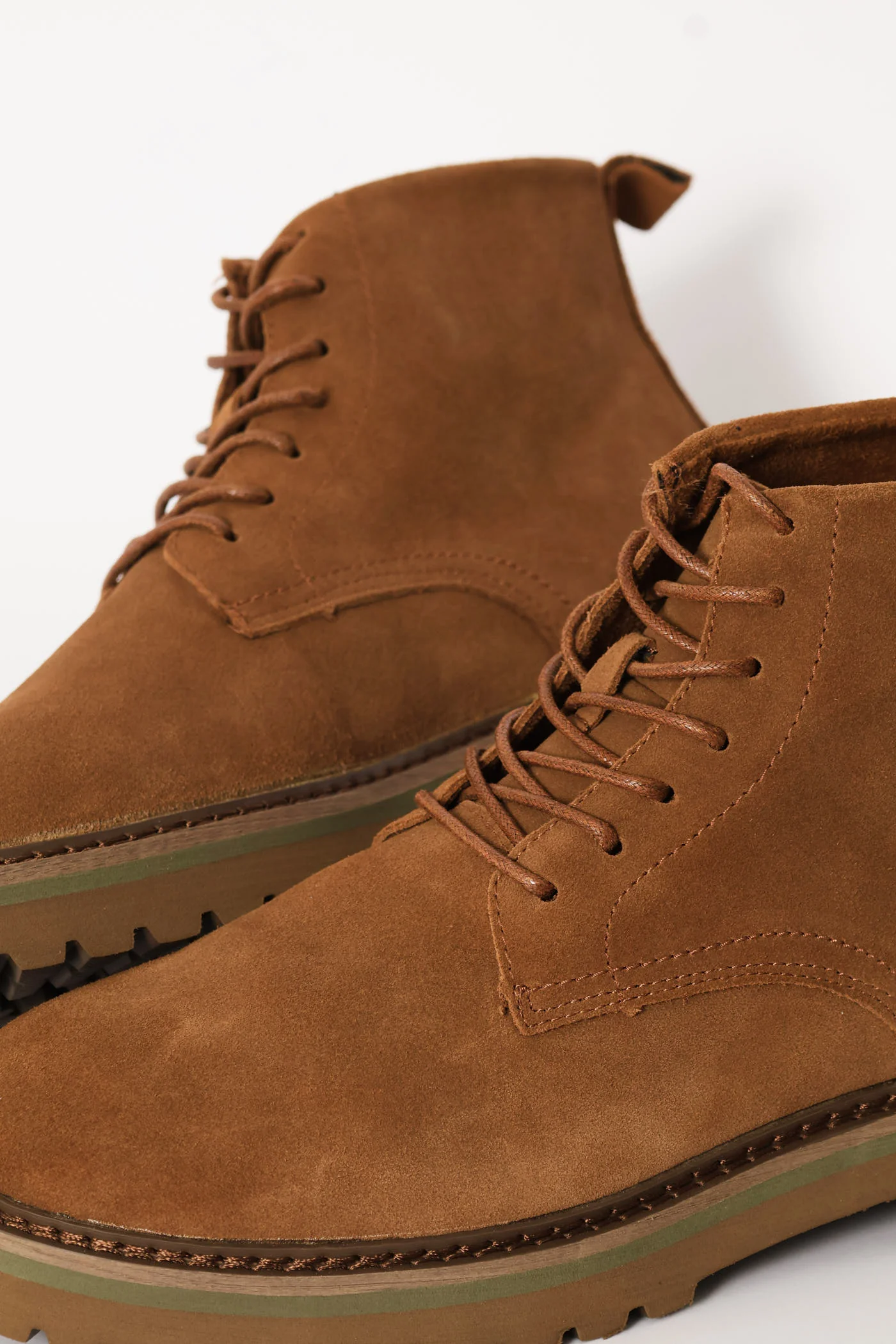 Nubuck Lace Up Worker Boot - Tan - Image 2