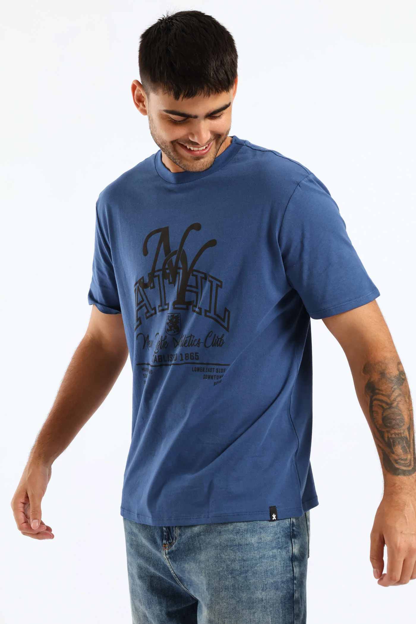 Ny Athletic Basic Print Tee - Blue - Image 3
