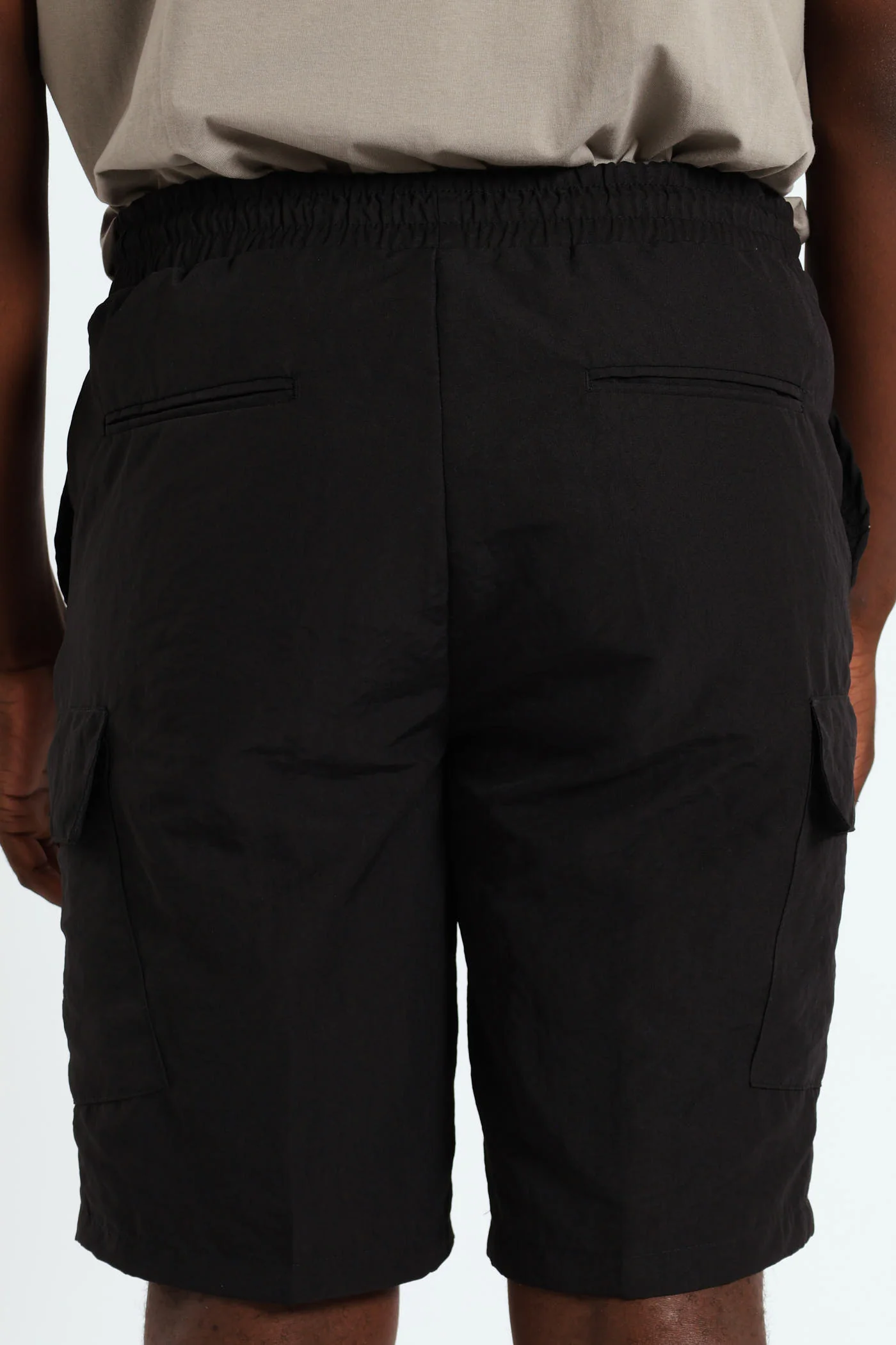 Nylon Cargo Pull On Short - Black - Image 3