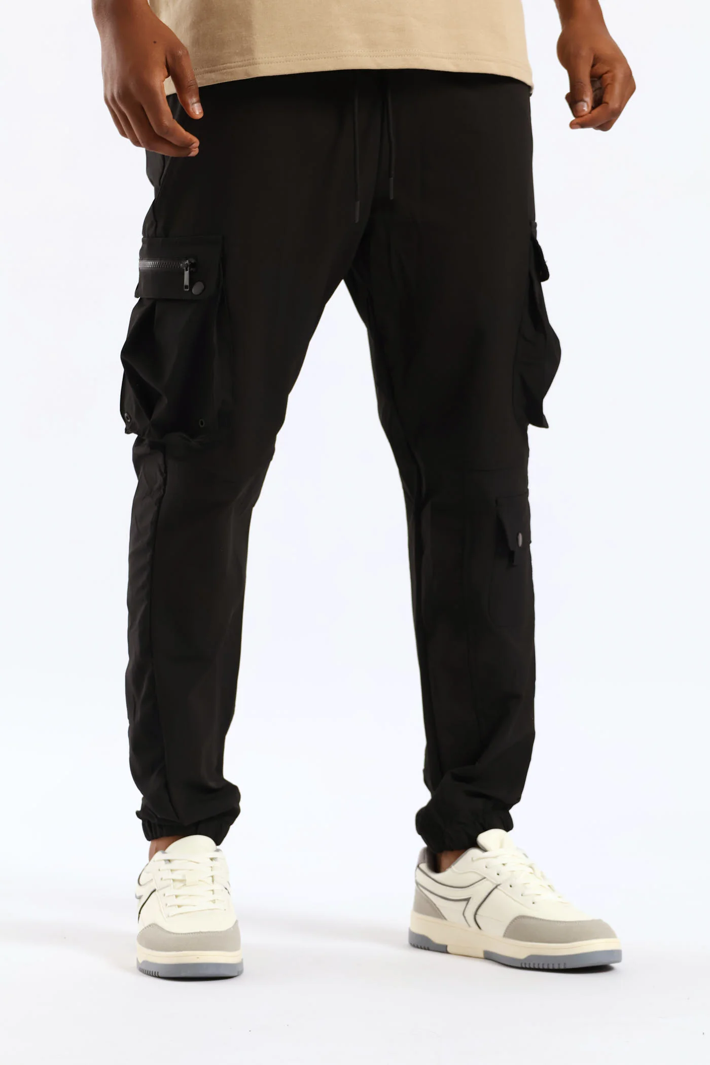 Nylon Multi Pocket Jogger - Black - Image 3