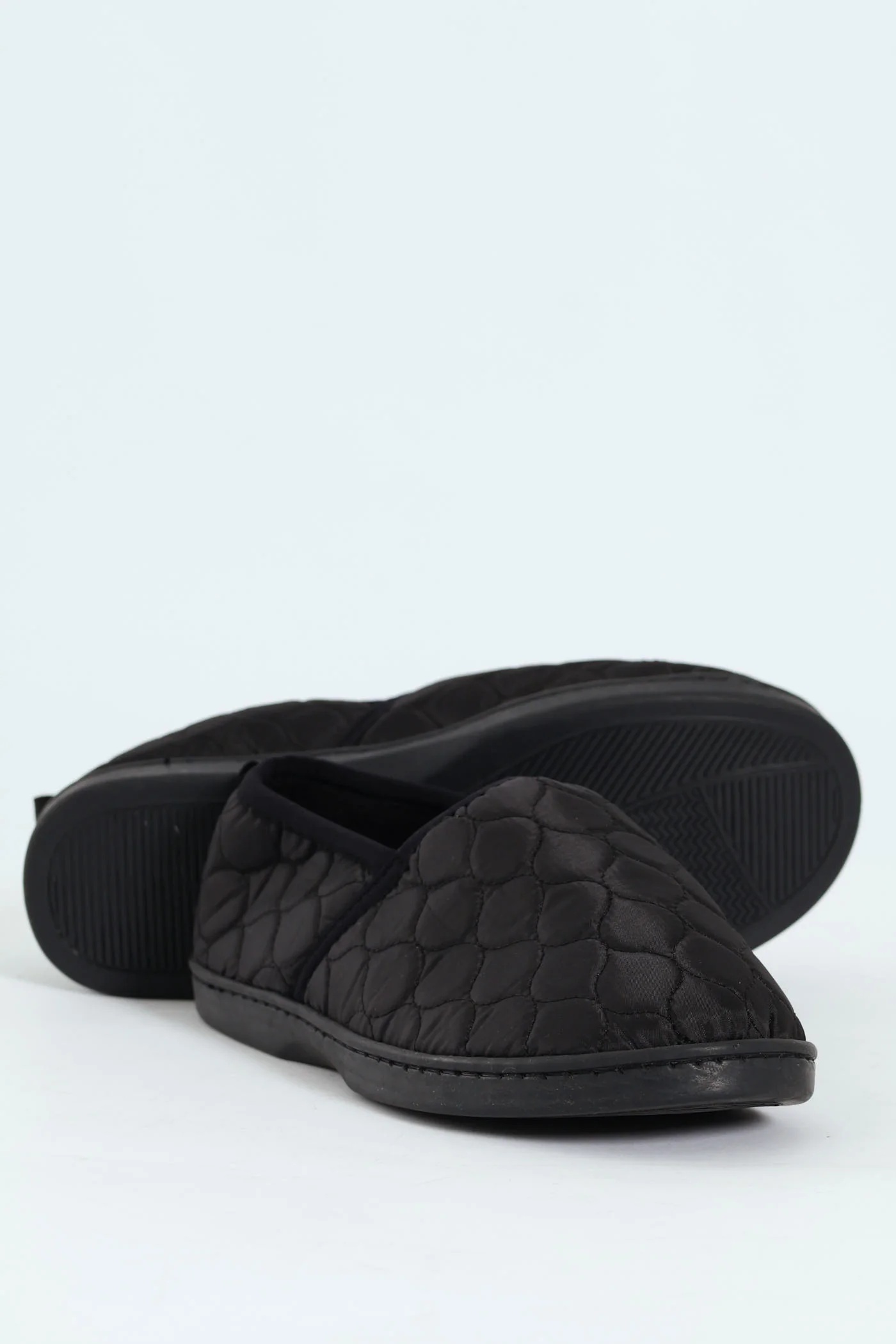 Nylon Upper With Quilted Detail Slipper - Black - Image 3