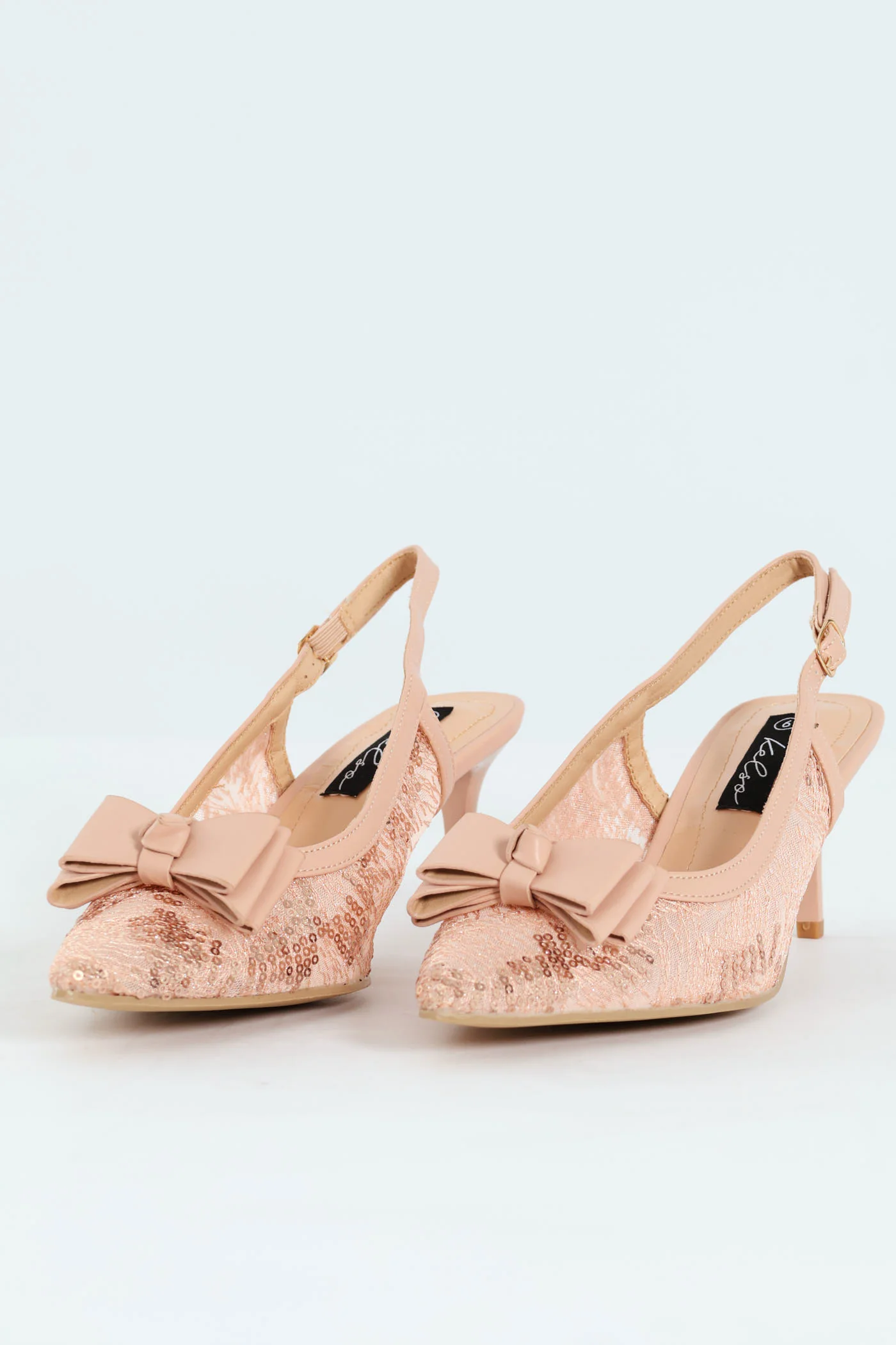 Occasion Mesh Bow Detail Heel - Nude - Image 3