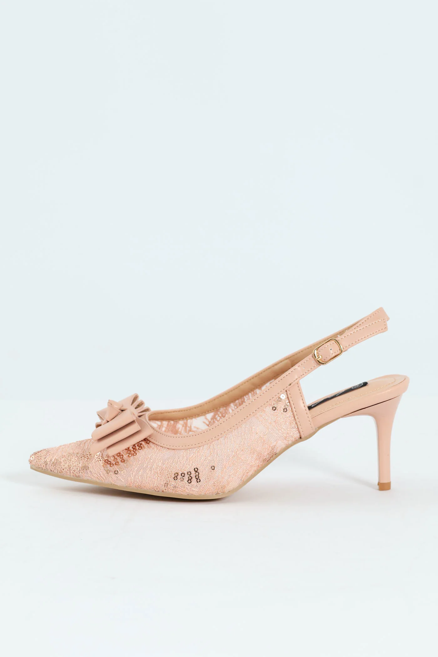 Occasion Mesh Bow Detail Heel - Nude - Image 6